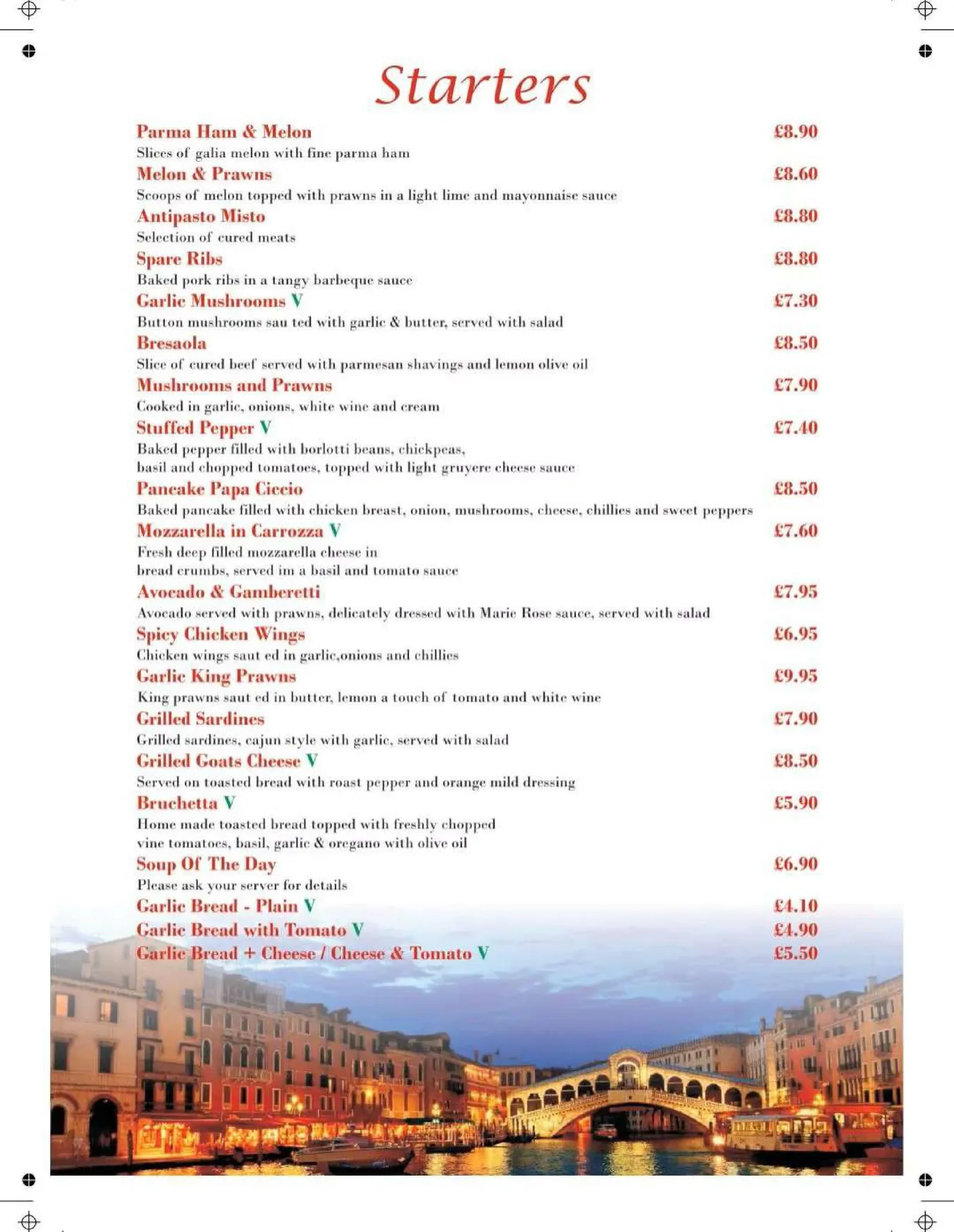 Papa Ciccio's menu, page 2