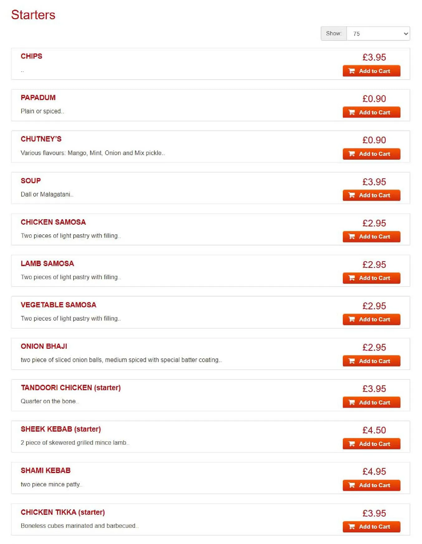 The Bengal menu, page 1