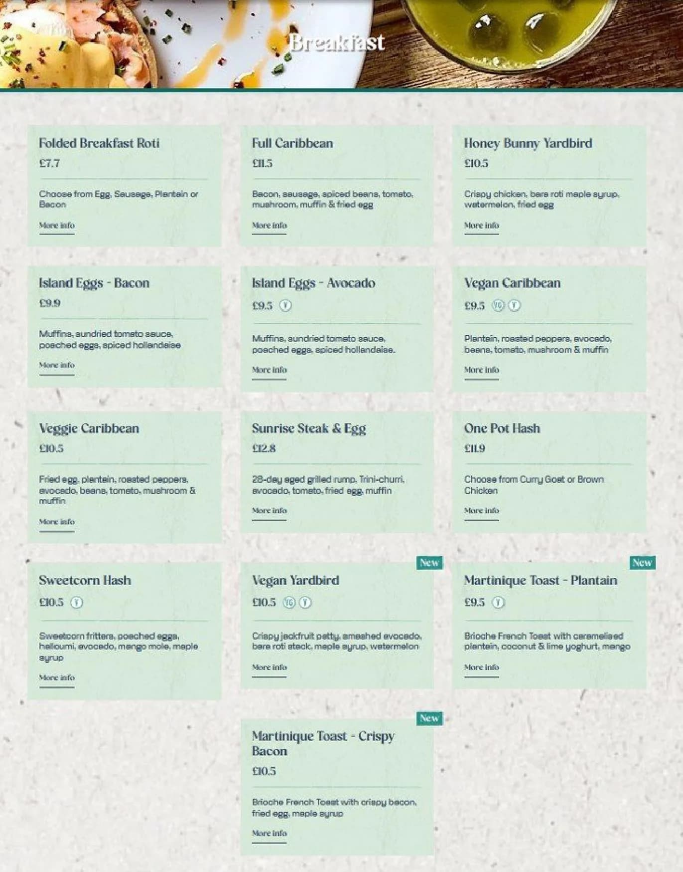 Turtle Bay menu, page 1