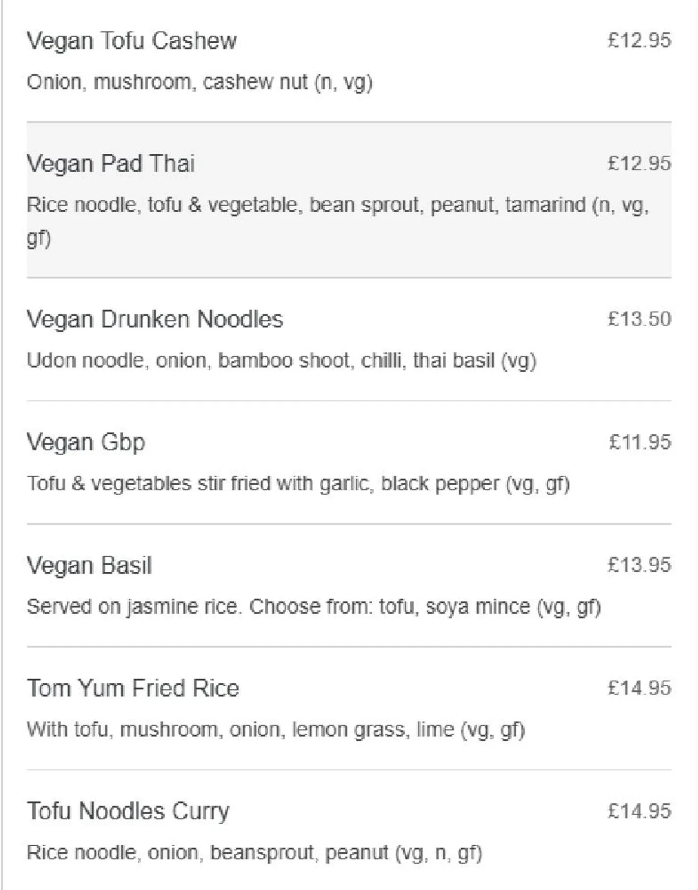 TORTHAI Chiswick menu, page 4