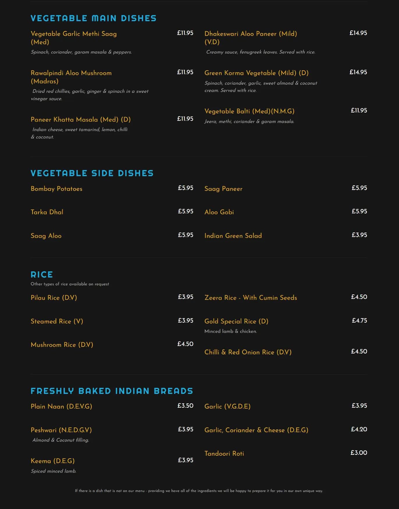 Amaze Gourmet Spice menu, page 2