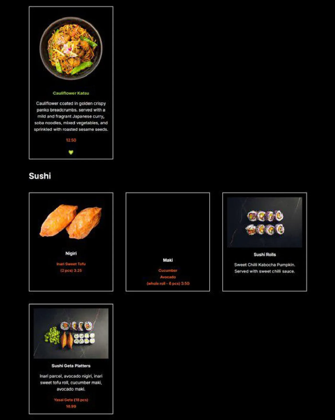 Yakinori menu, page 15
