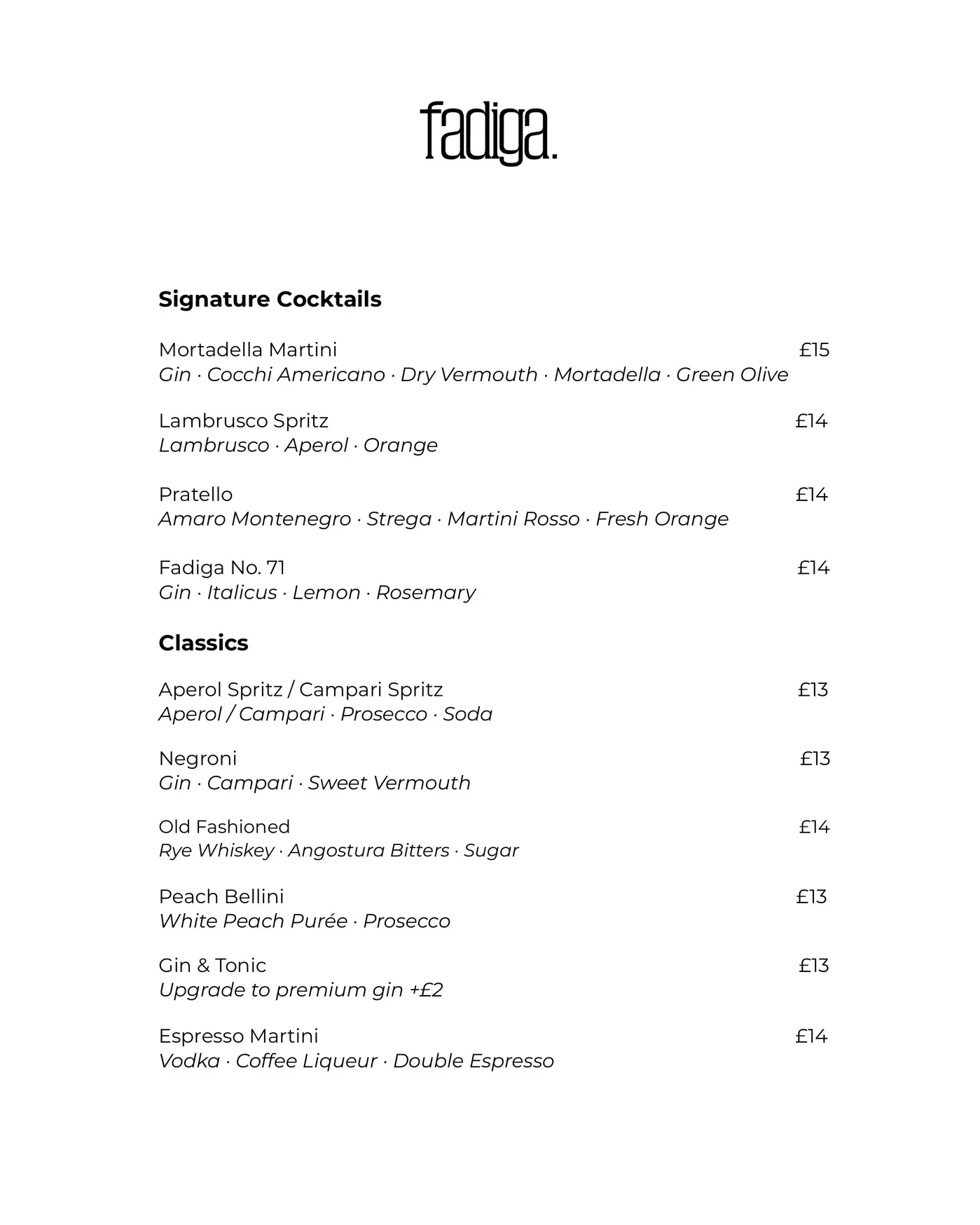 Fadiga Ristorante Bolognese menu, page 4