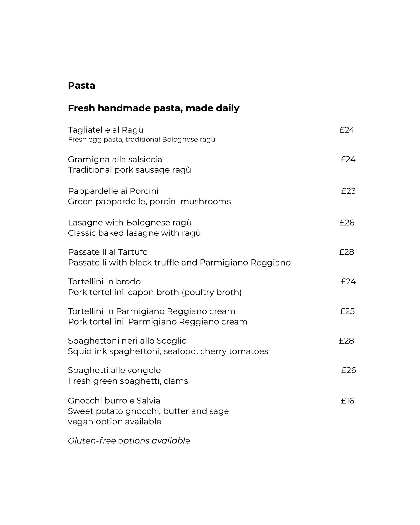 Fadiga Ristorante Bolognese menu, page 2