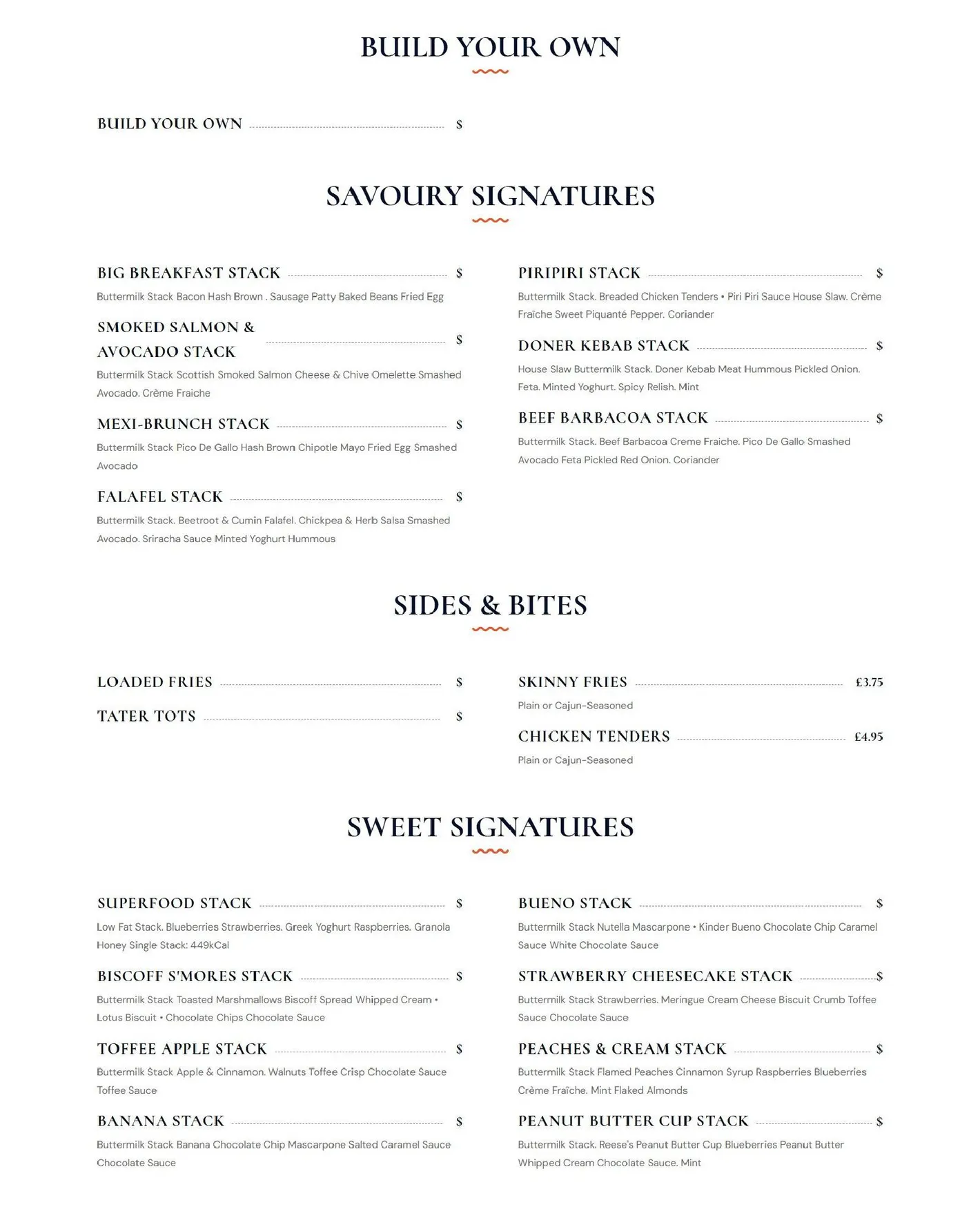 Stack & Still menu, page 1