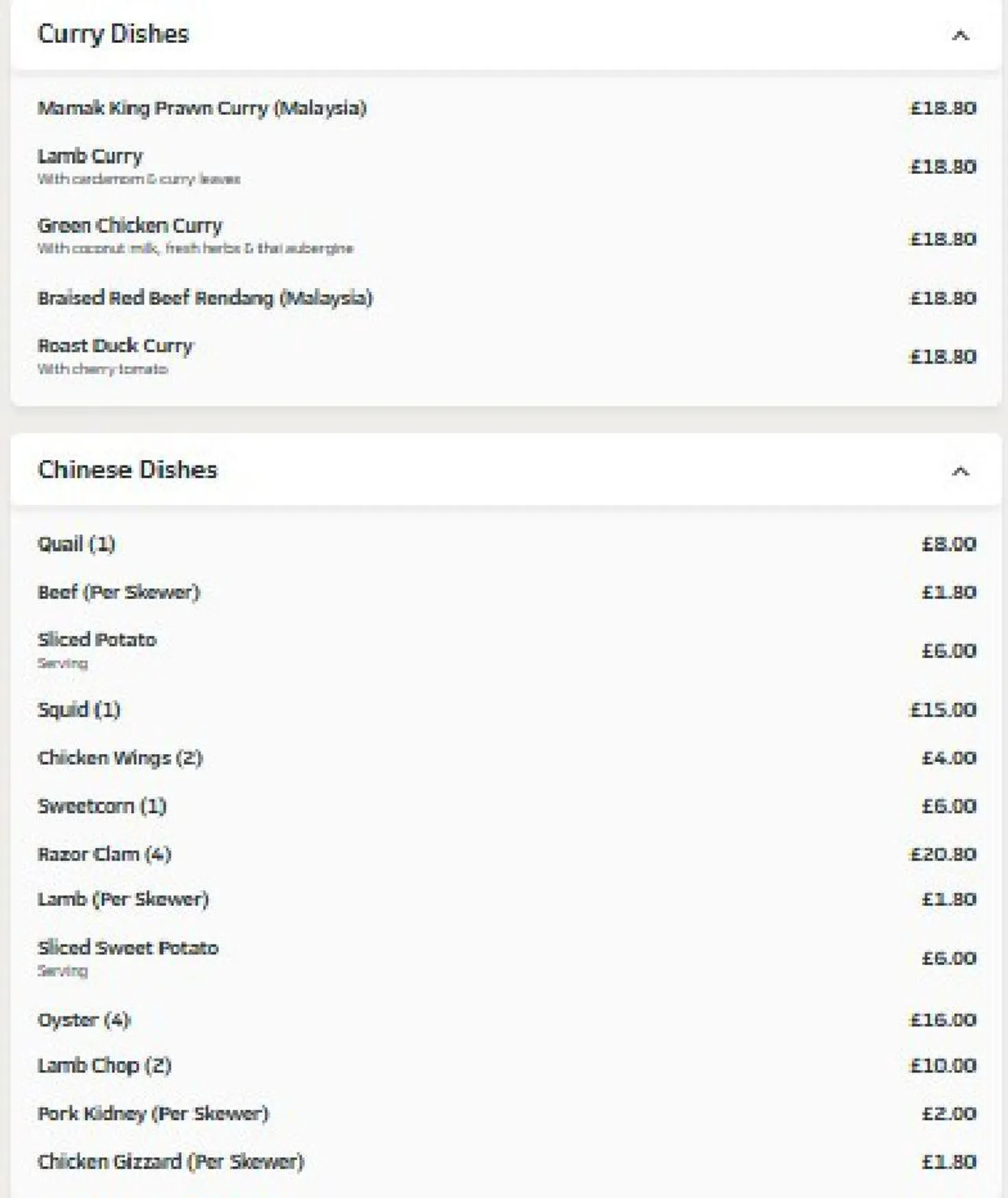 Oriental Dragon menu, page 6