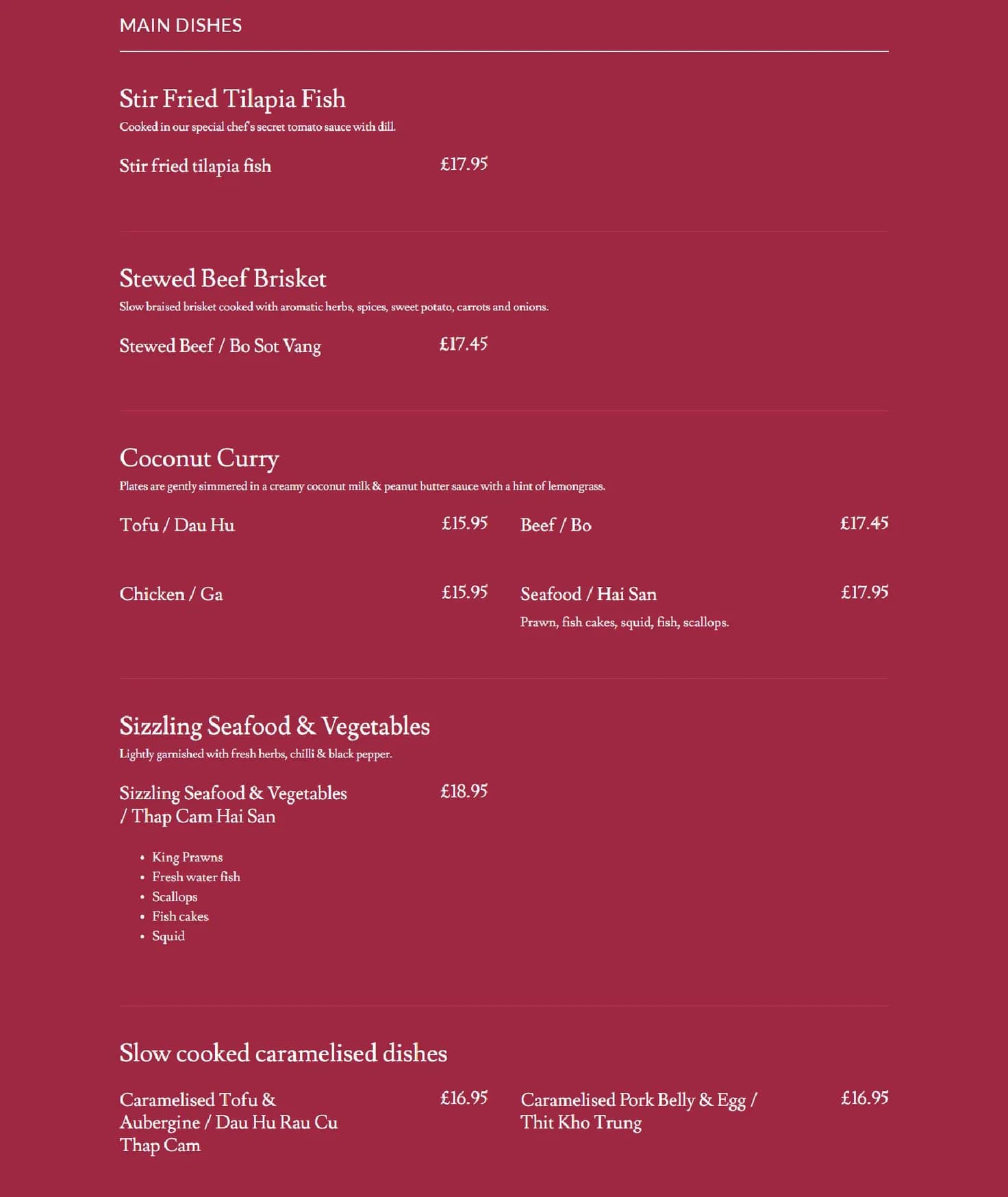 Non Viet menu, page 2