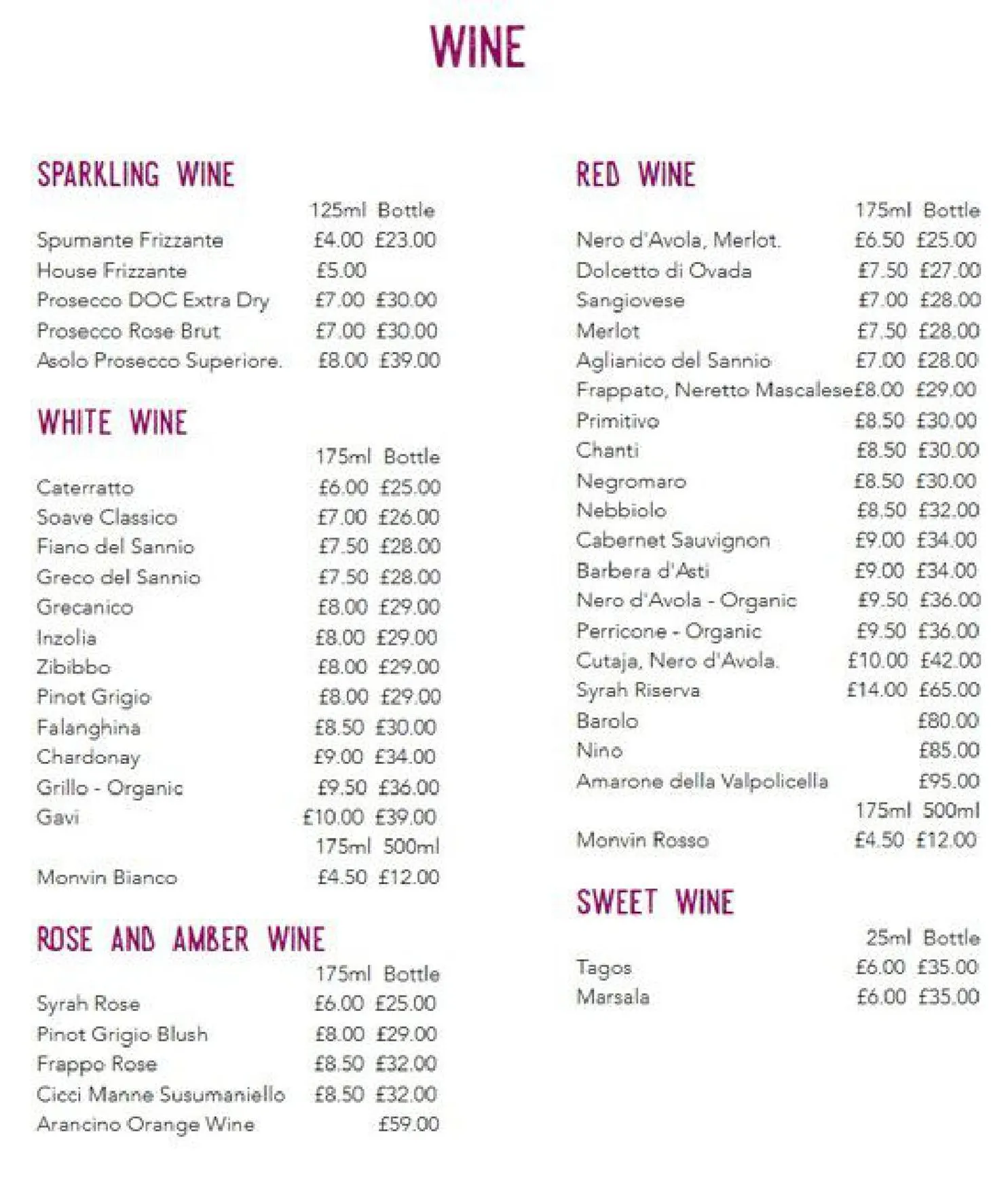 Veeno menu, page 2