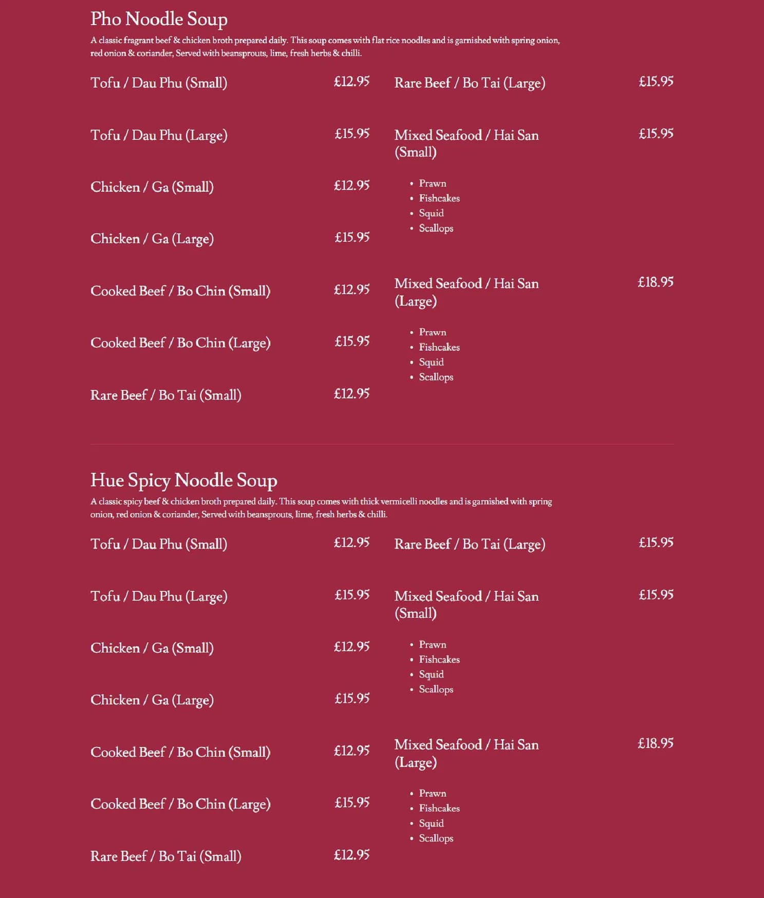 Non Viet menu, page 3