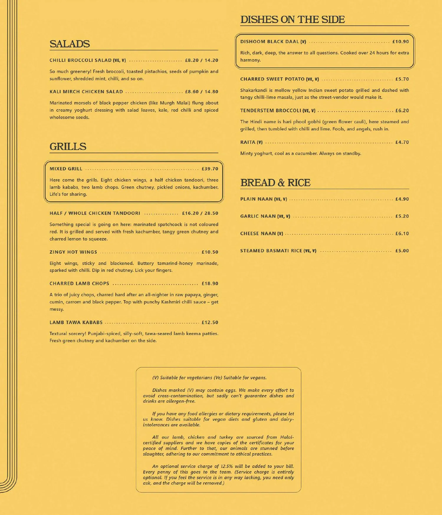Dishoom Permit Room menu, page 2