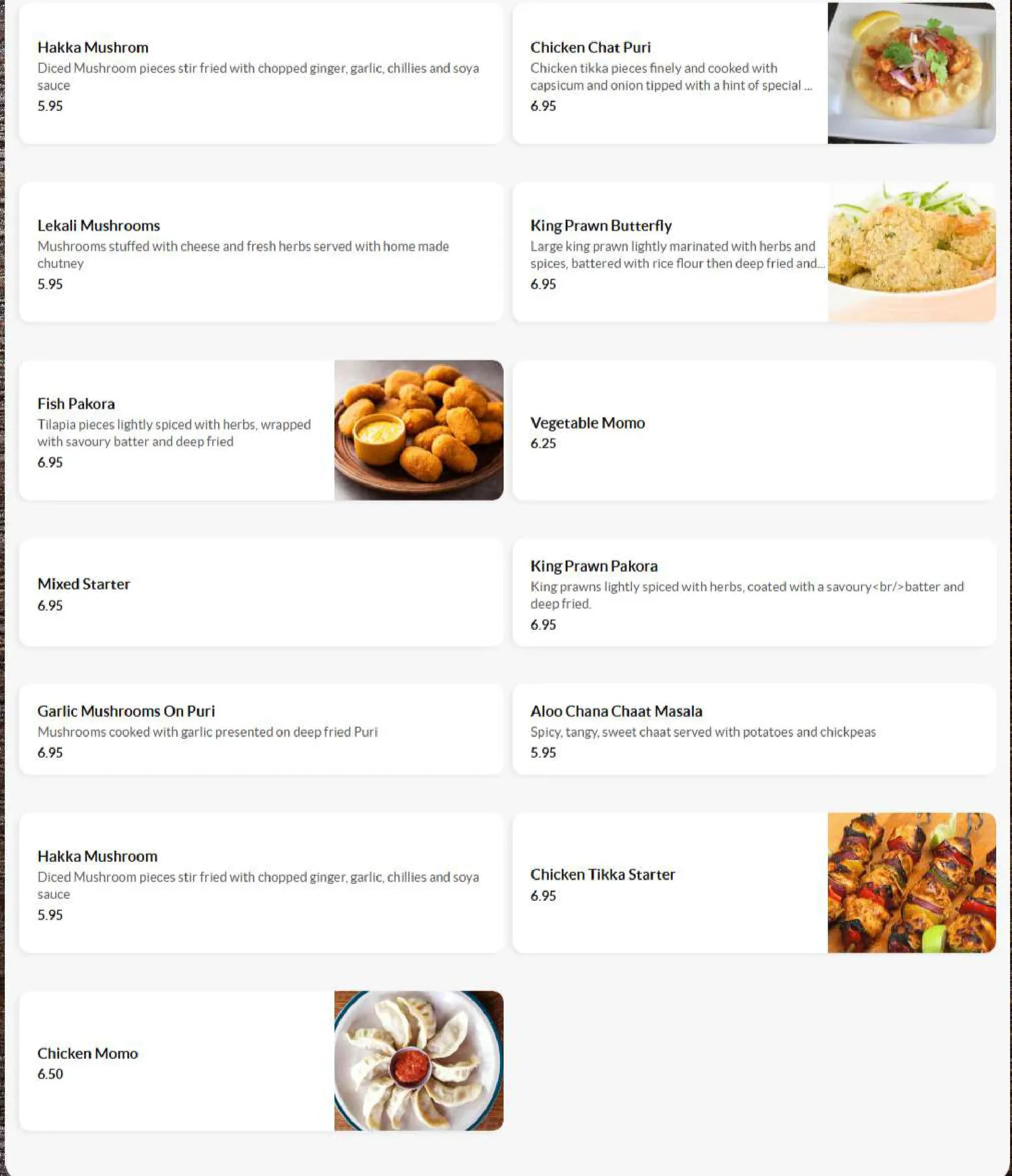 Everest Dine menu, page 2