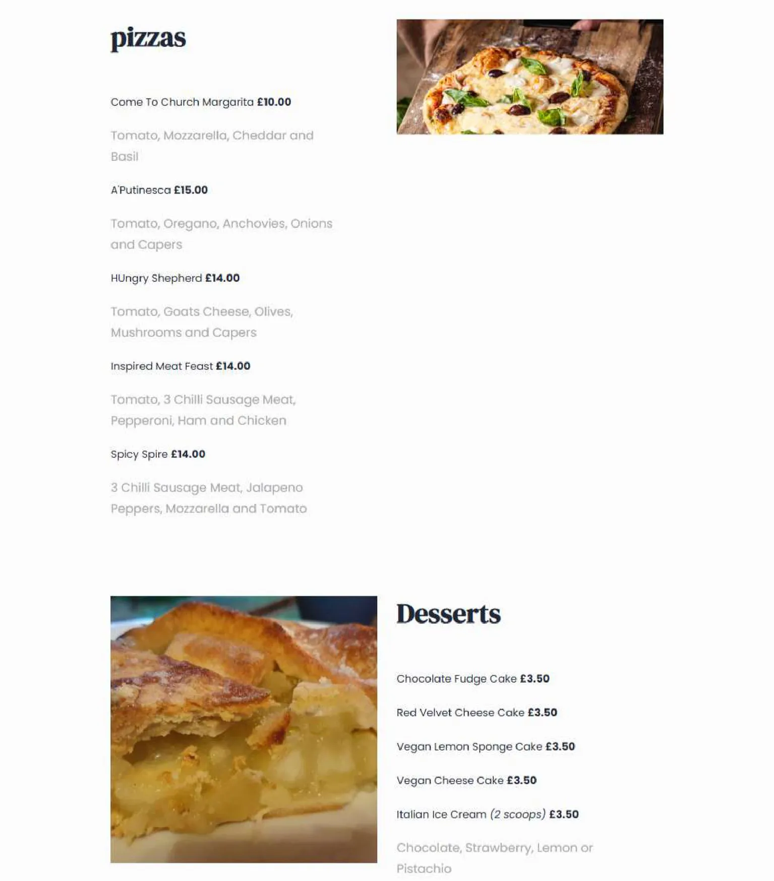 Cafe Under The Spire menu, page 3