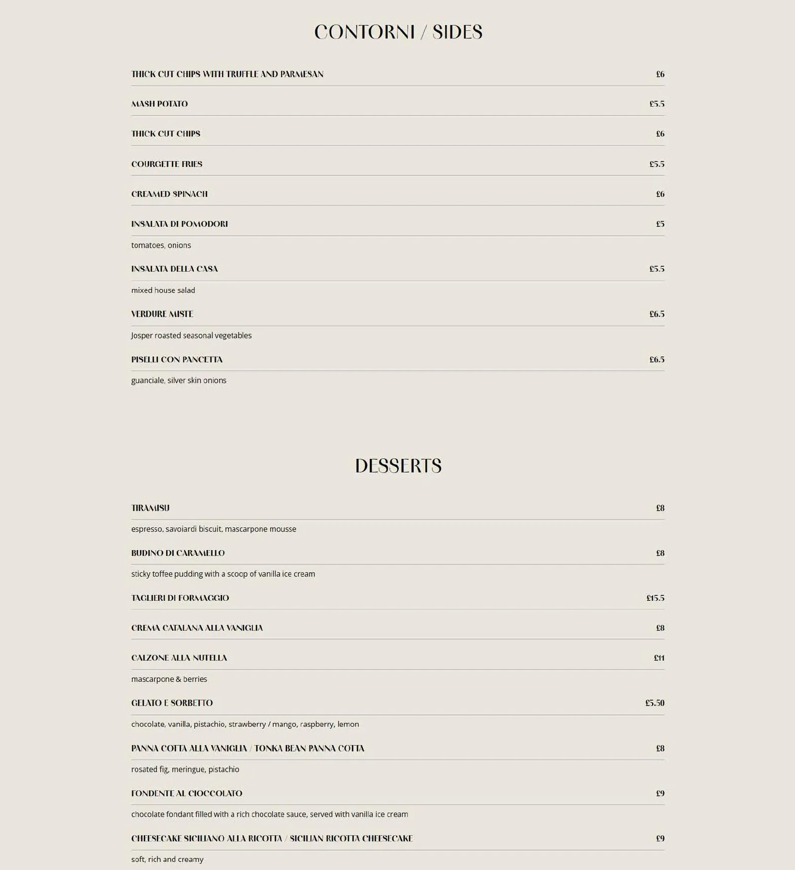 Don Giovanni menu, page 6