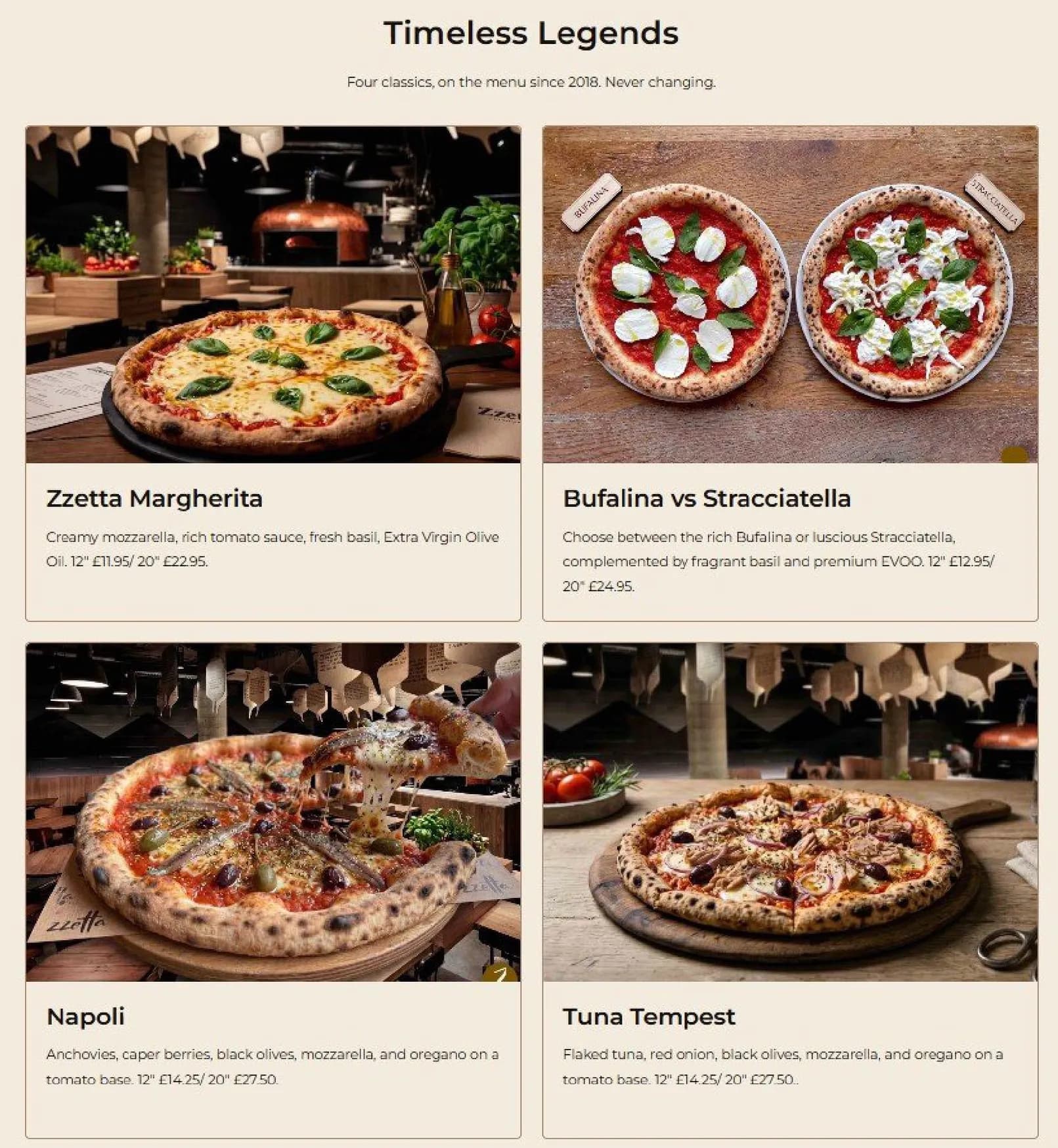 Zzetta Pizza menu, page 1
