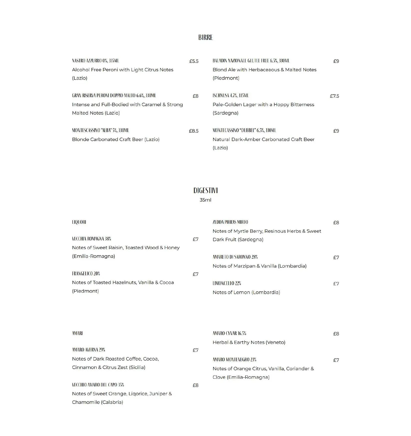 La Bottega menu, page 7