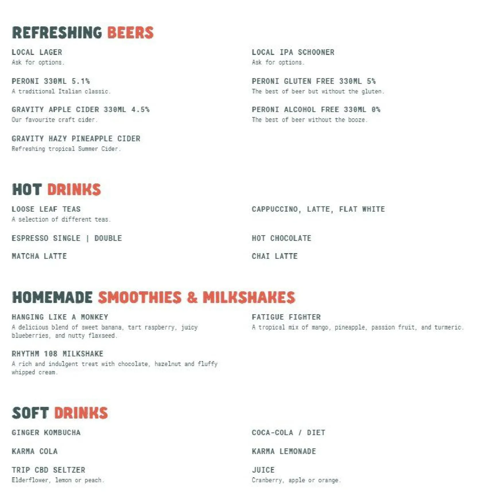 Purezza menu, page 4