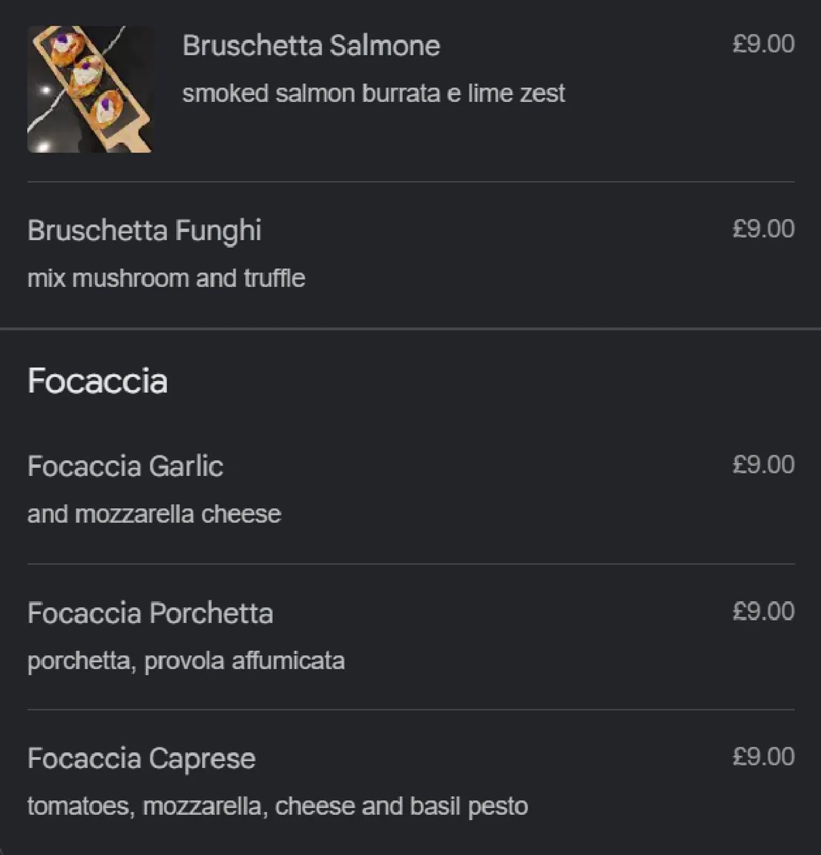 A Tavola menu, page 5