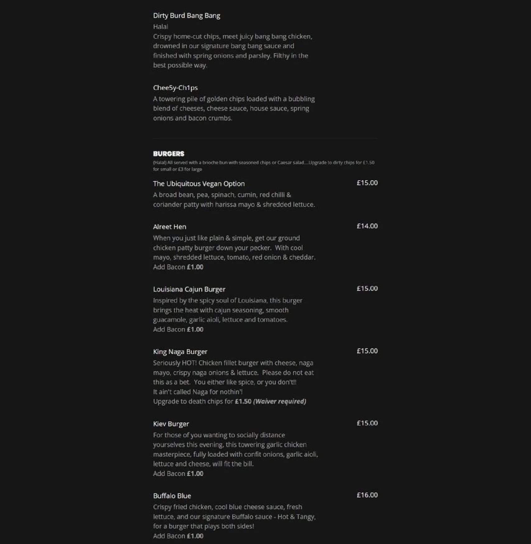 Hen & Hops menu, page 5