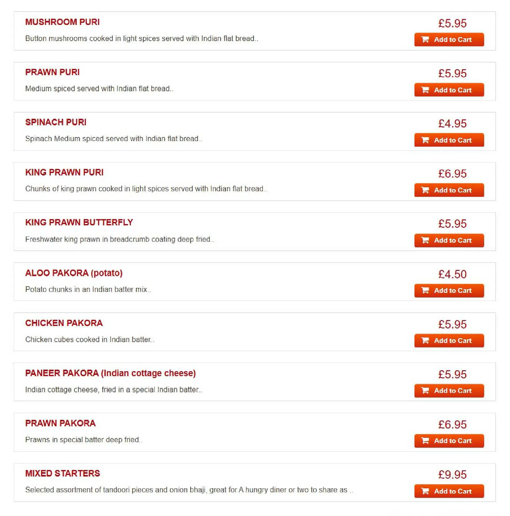 The Bengal menu, page 3
