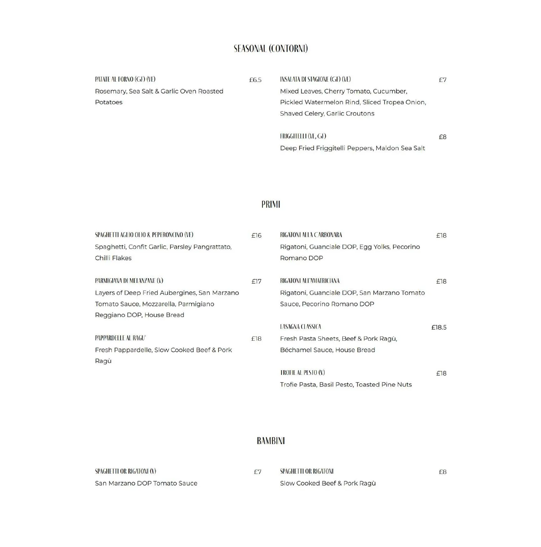 La Bottega menu, page 3