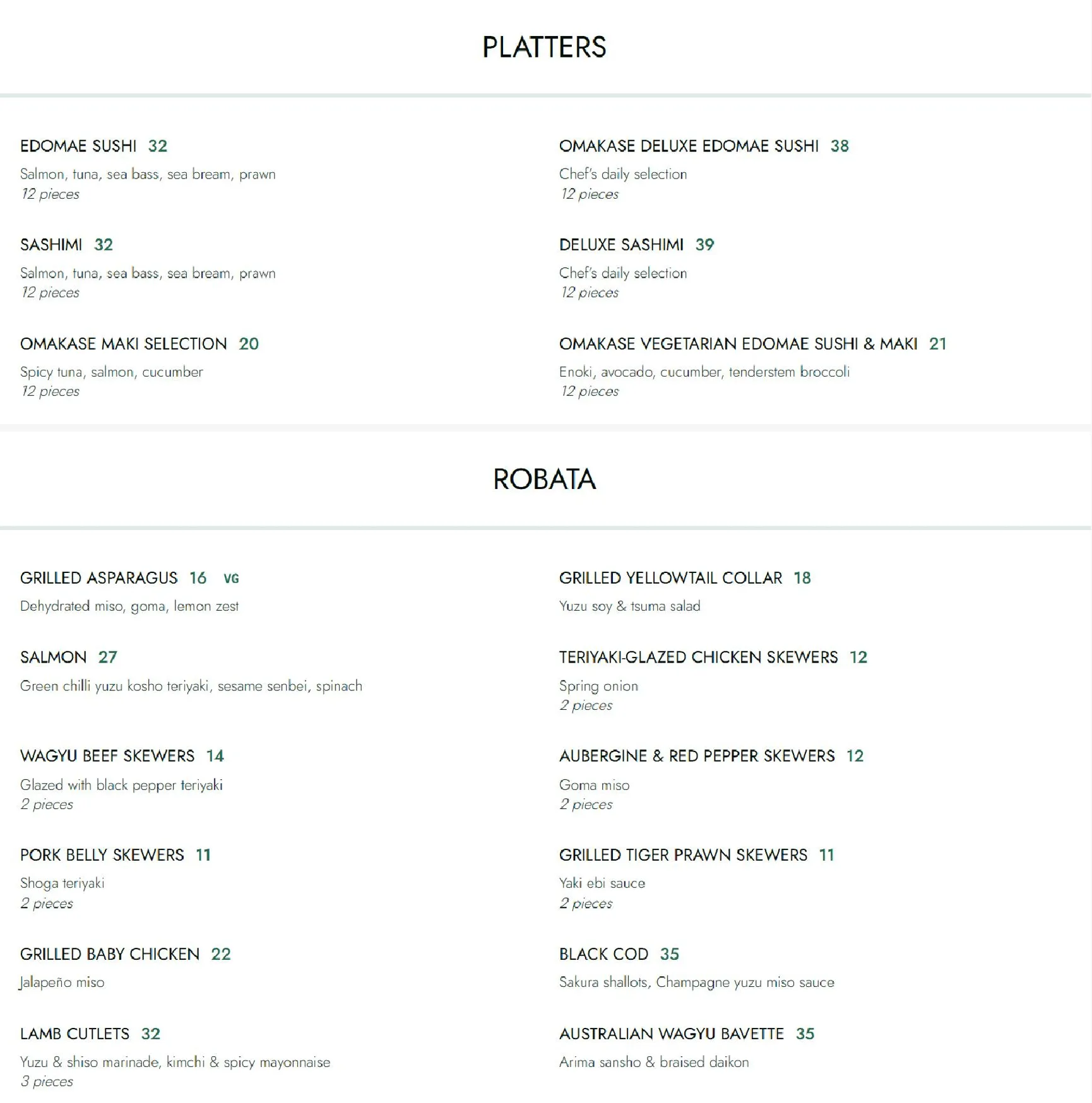 Shiro Sushi menu, page 3