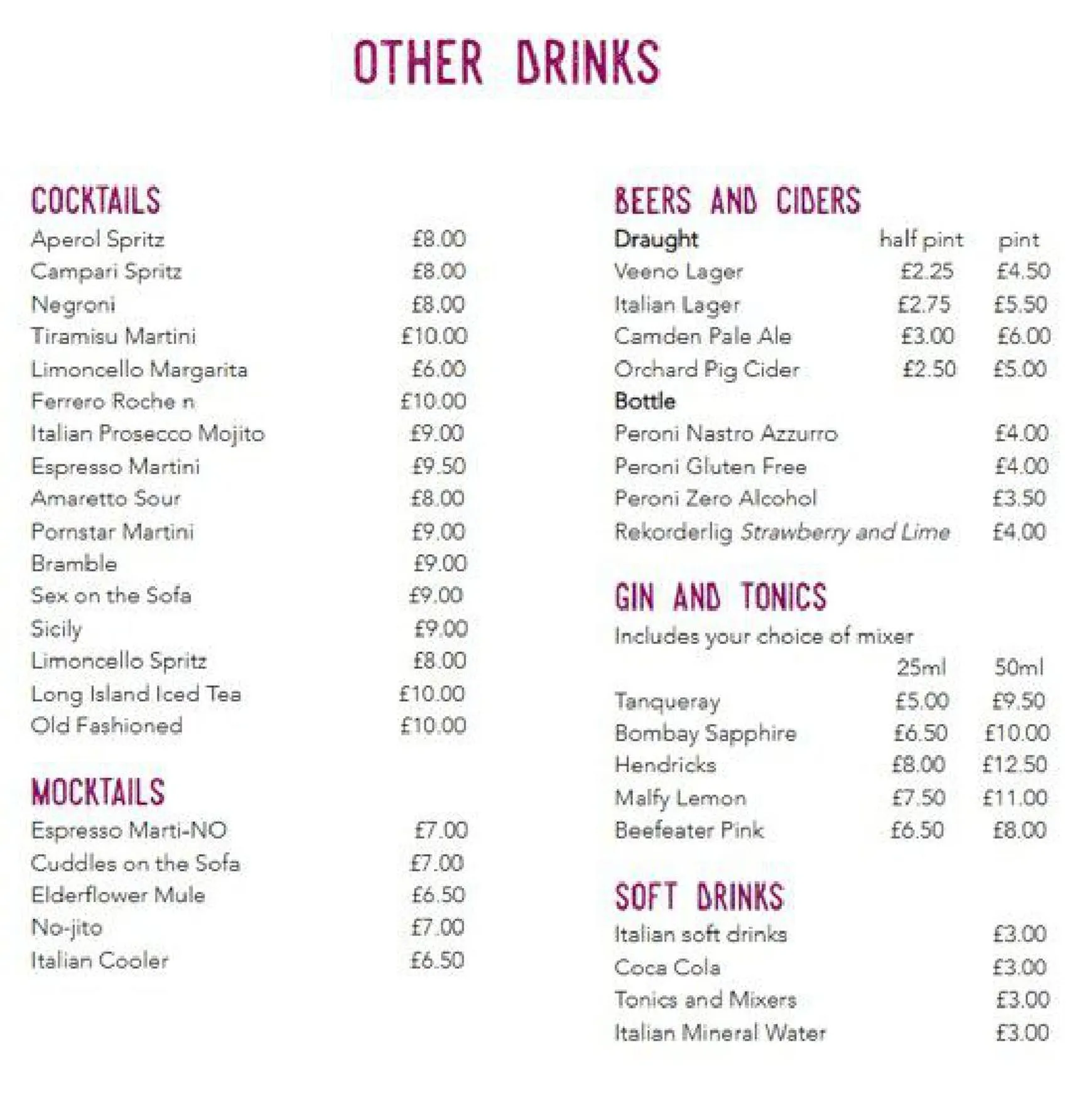 Veeno menu, page 3