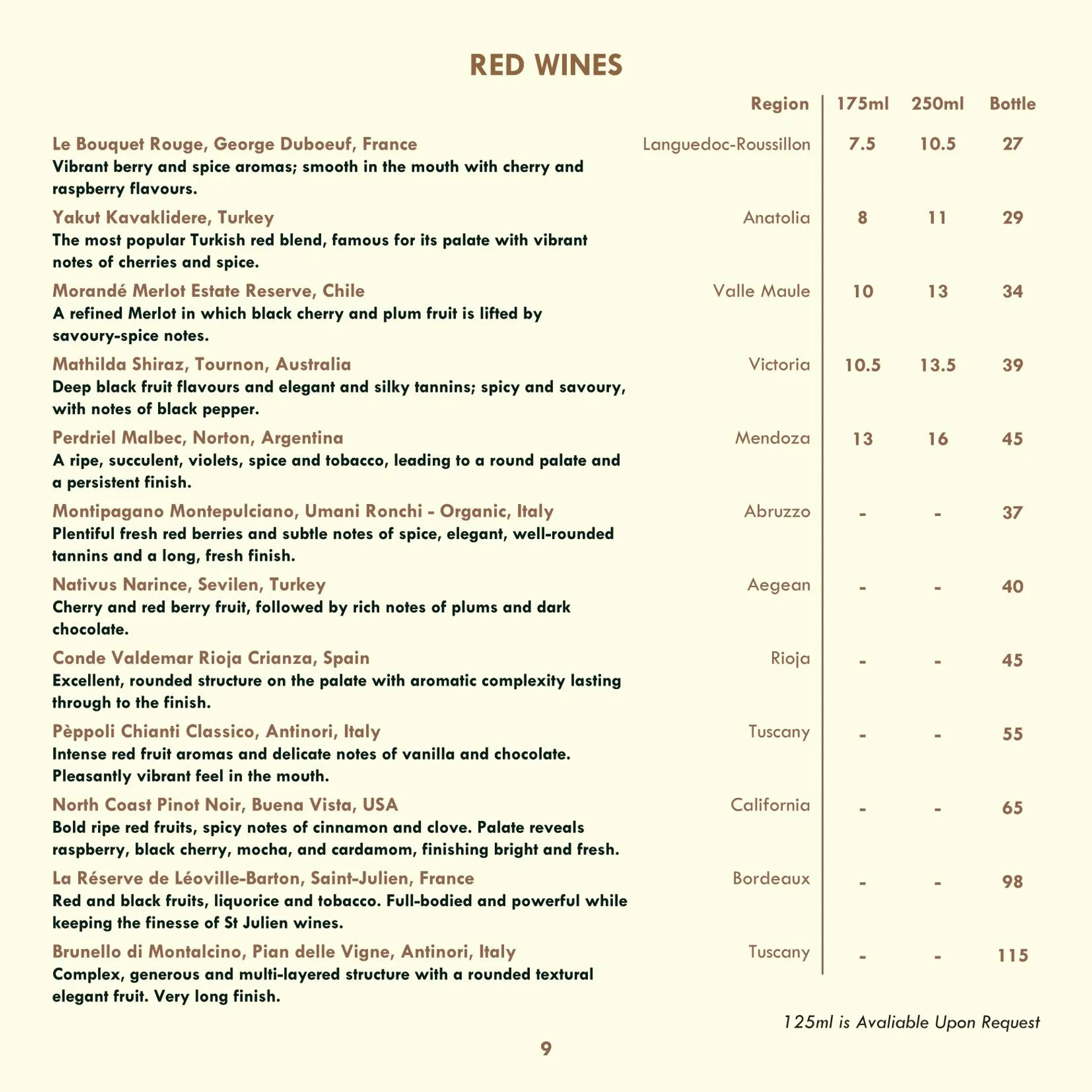 Kibele menu, page 11