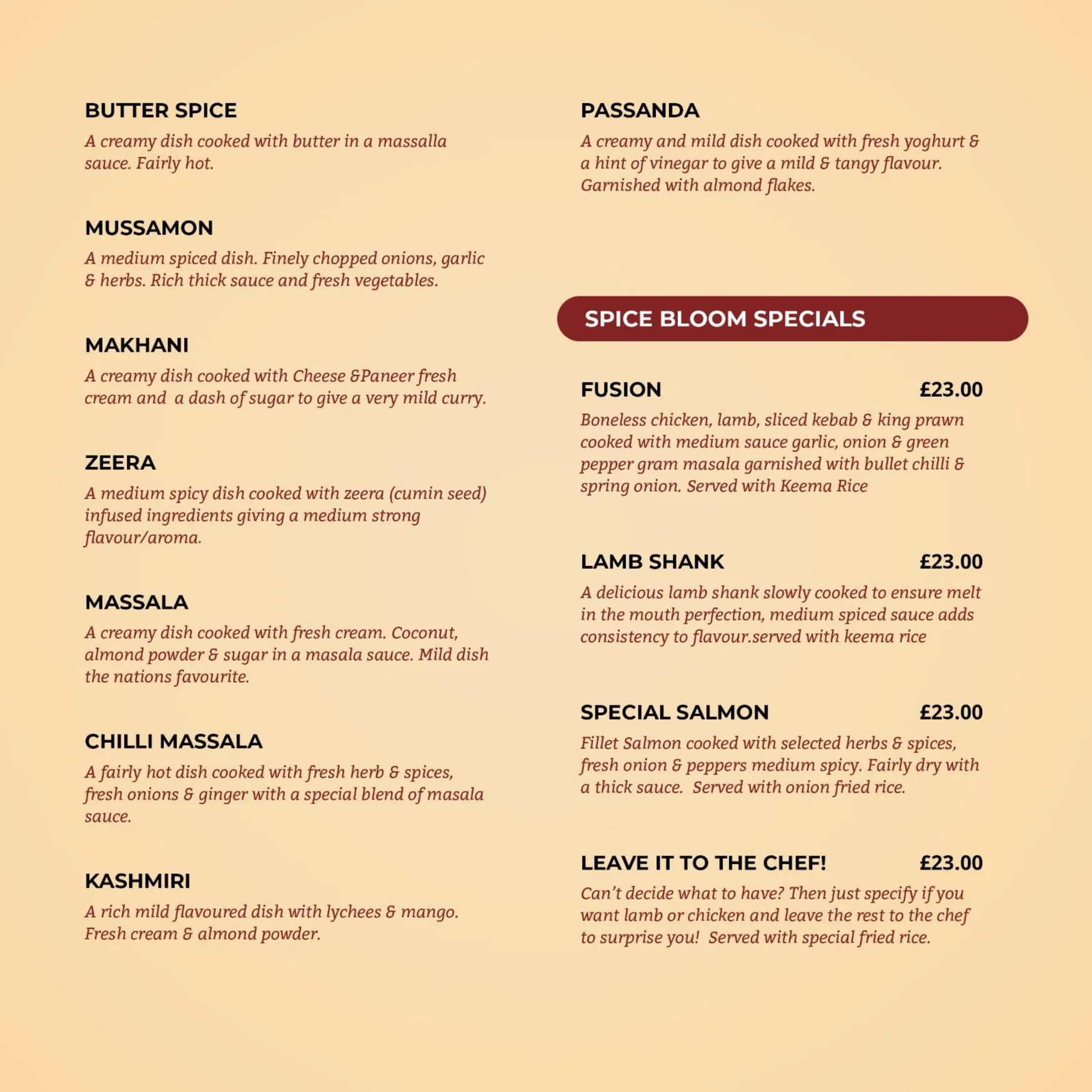 Spice Bloom Indian Restaurant menu, page 3