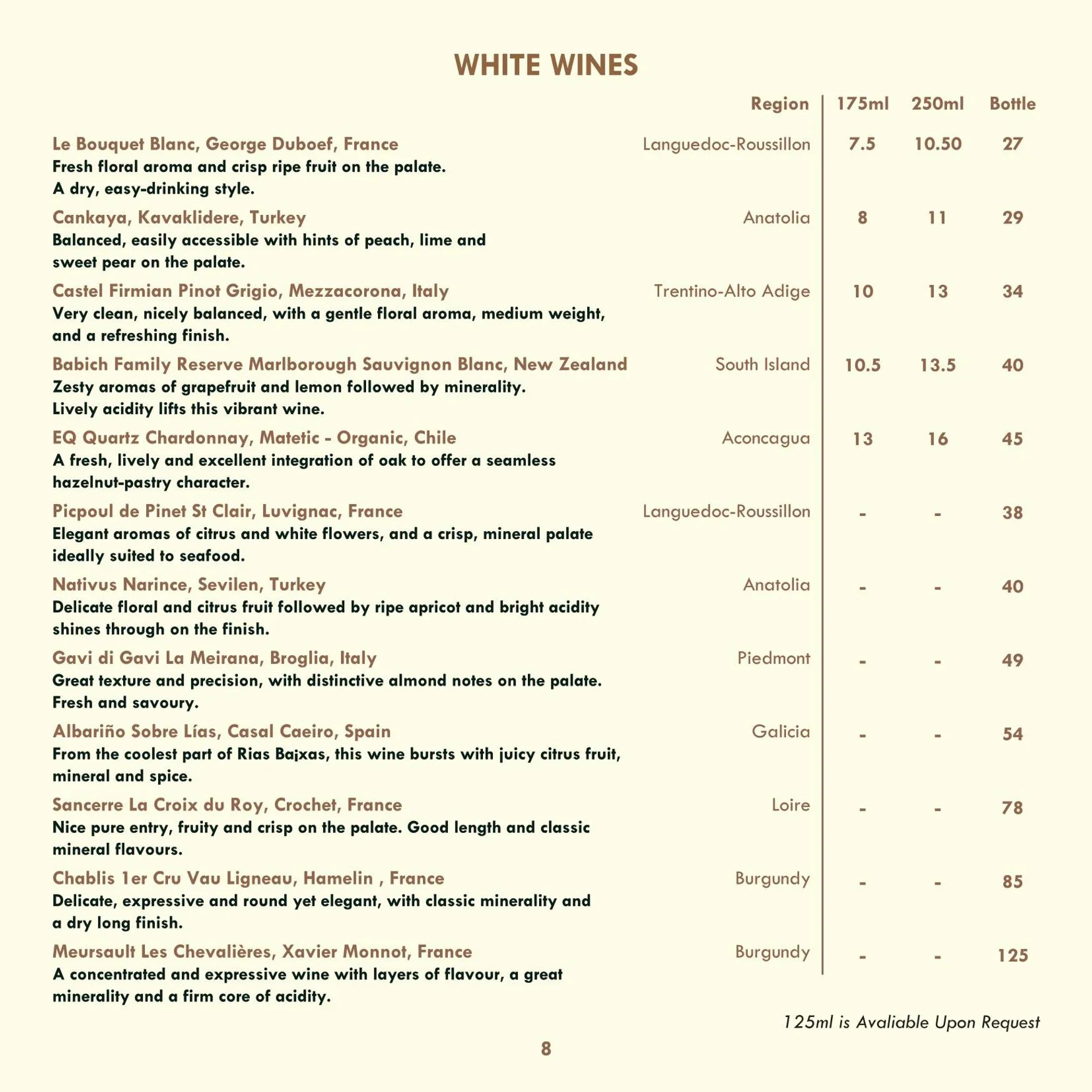 Kibele menu, page 10