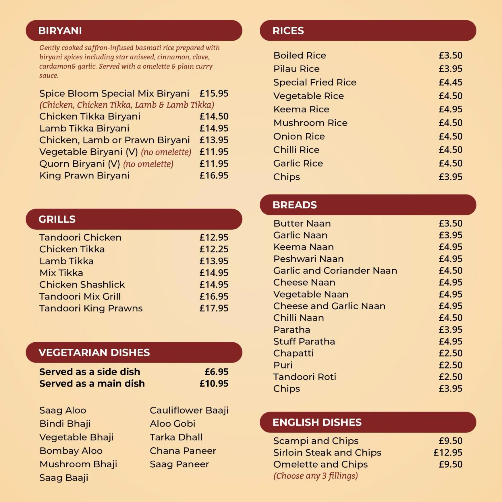 Spice Bloom Indian Restaurant menu, page 5