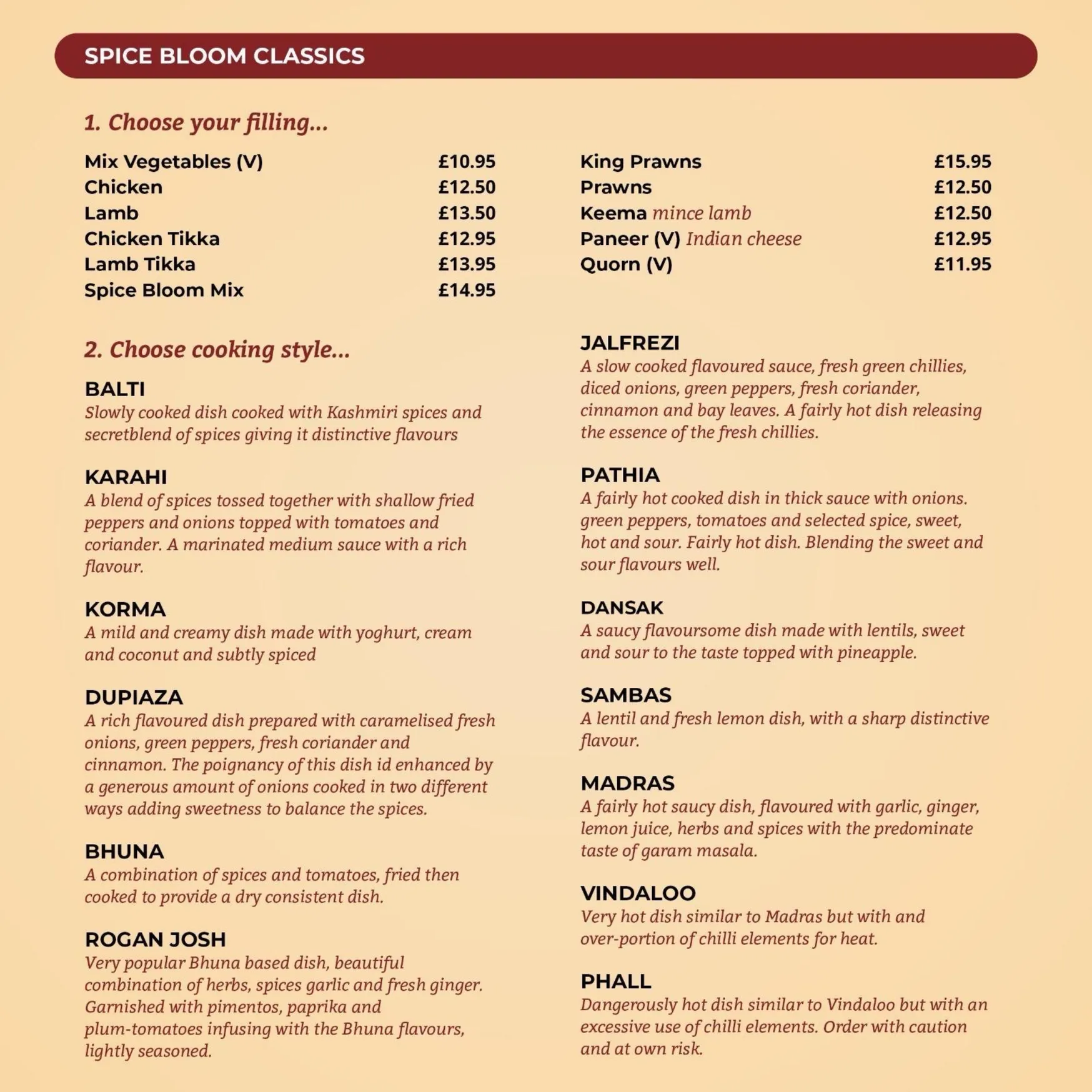 Spice Bloom Indian Restaurant menu, page 4