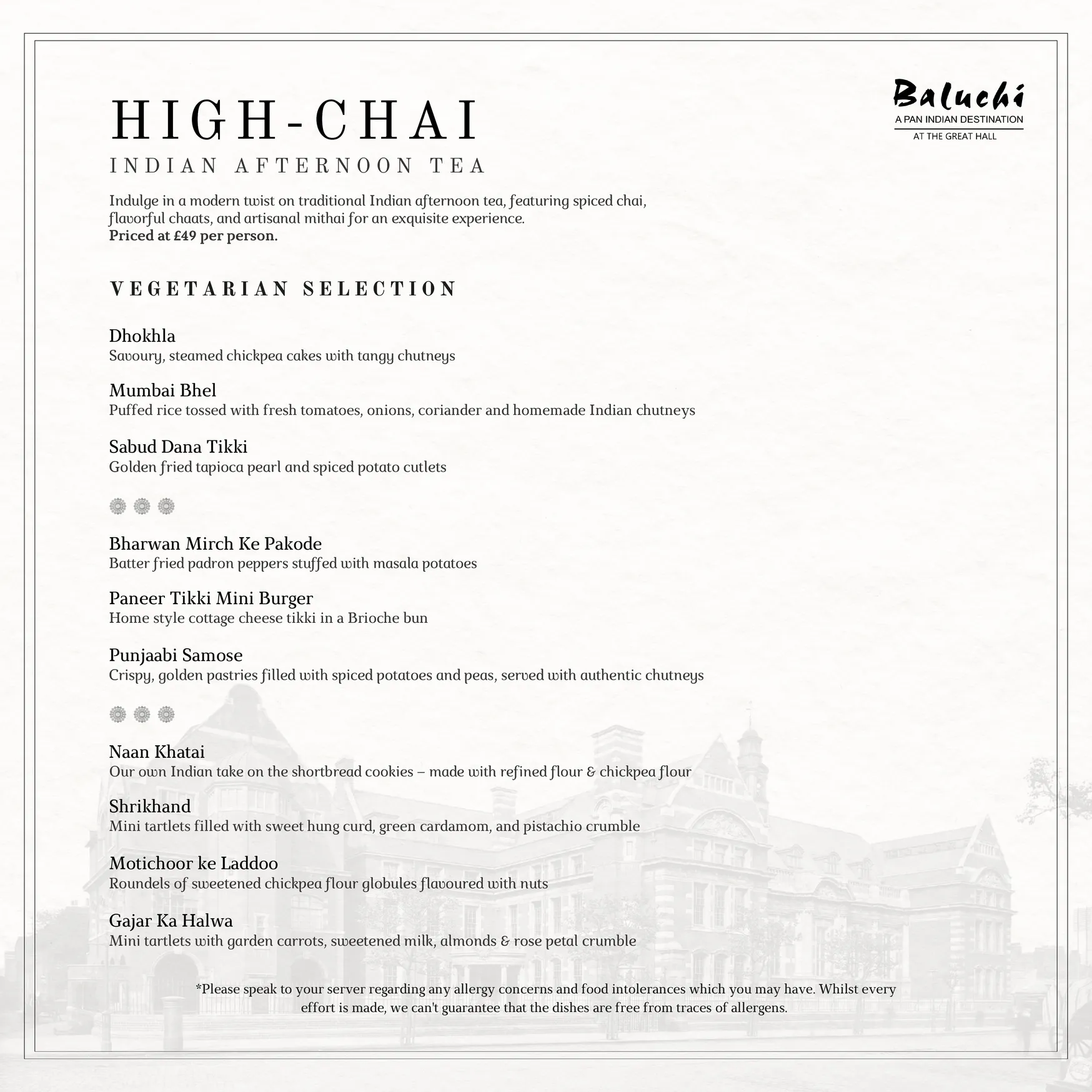 High Chai at The LaLiT menu, page 2