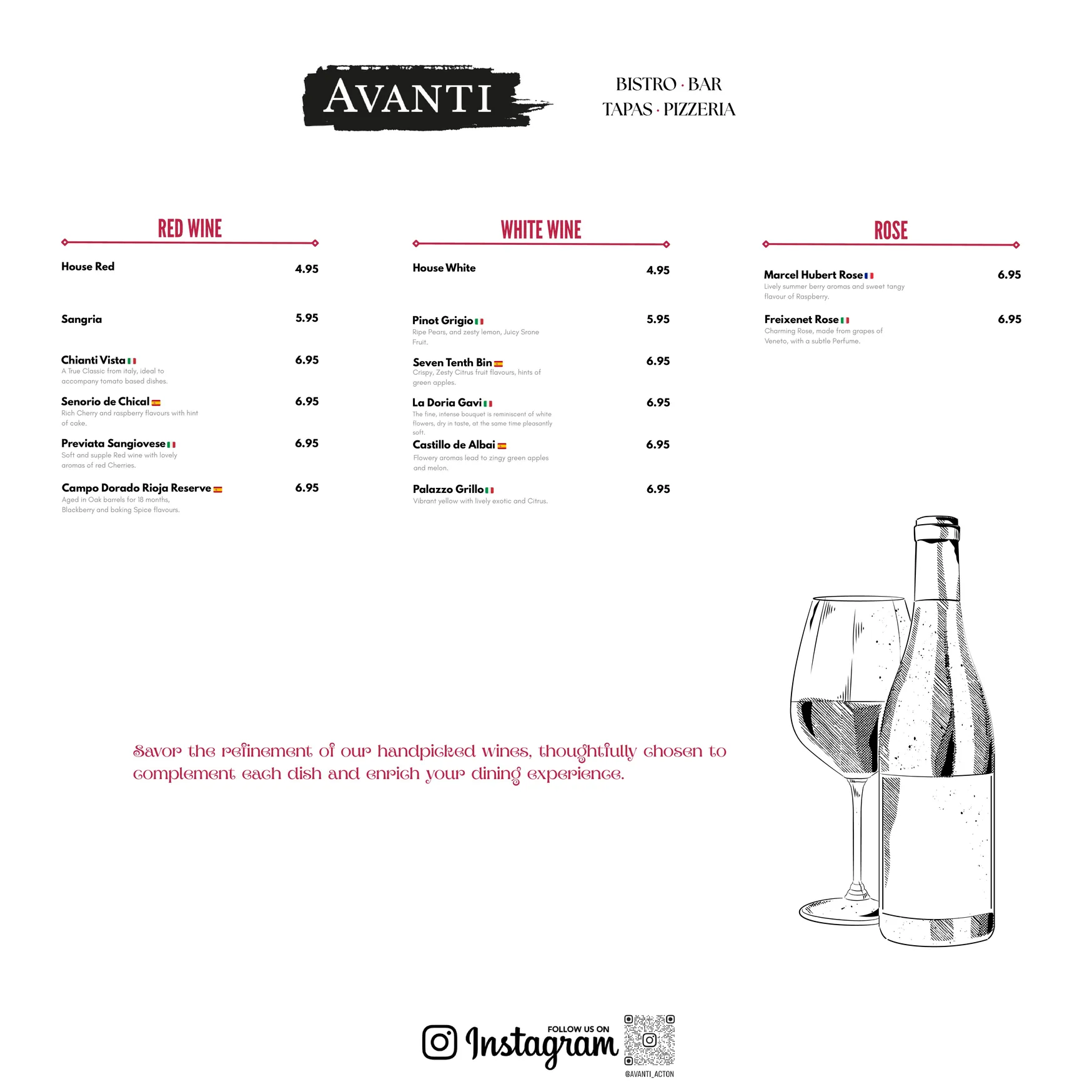 Avanti Acton menu, page 3