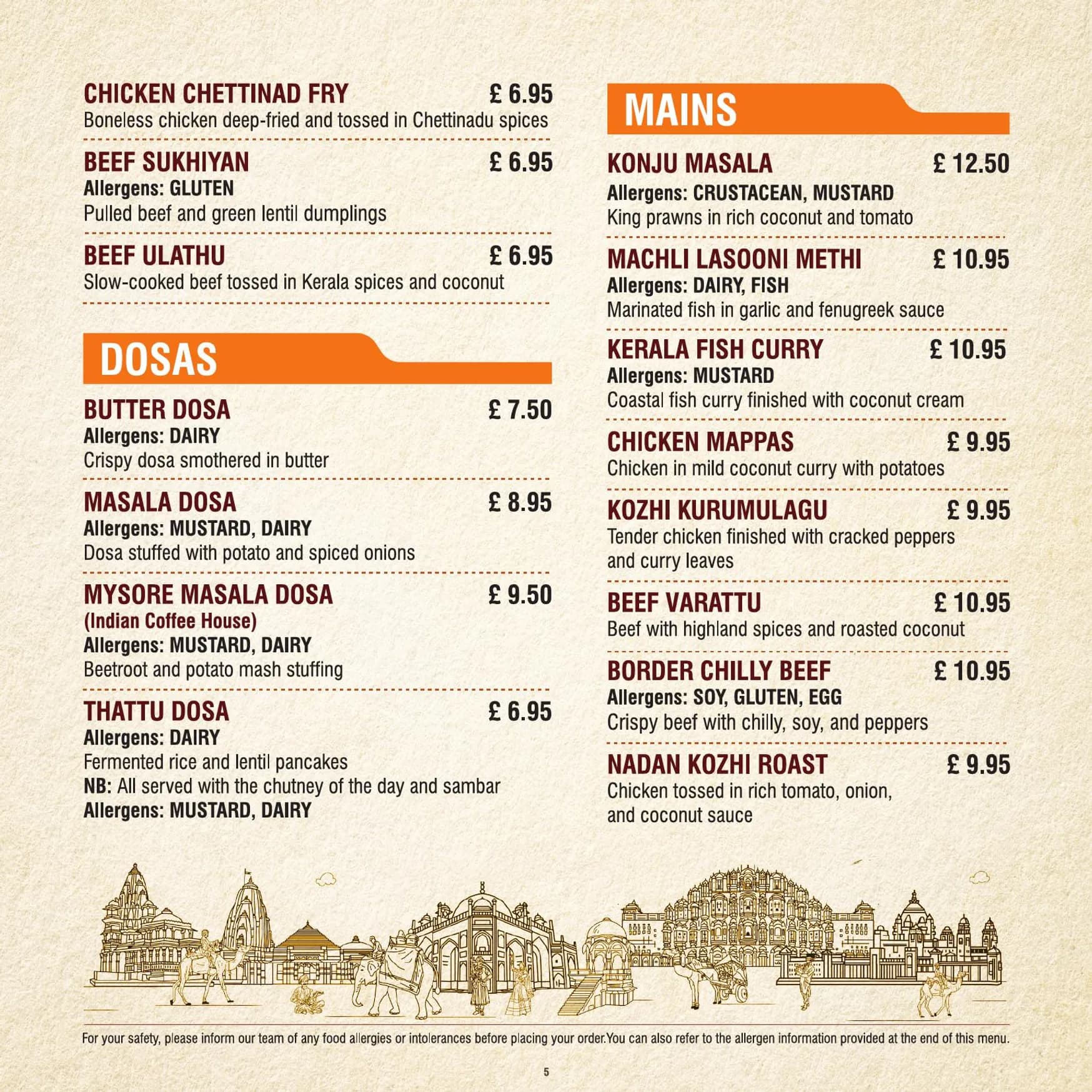 Curry Leaf menu, page 5