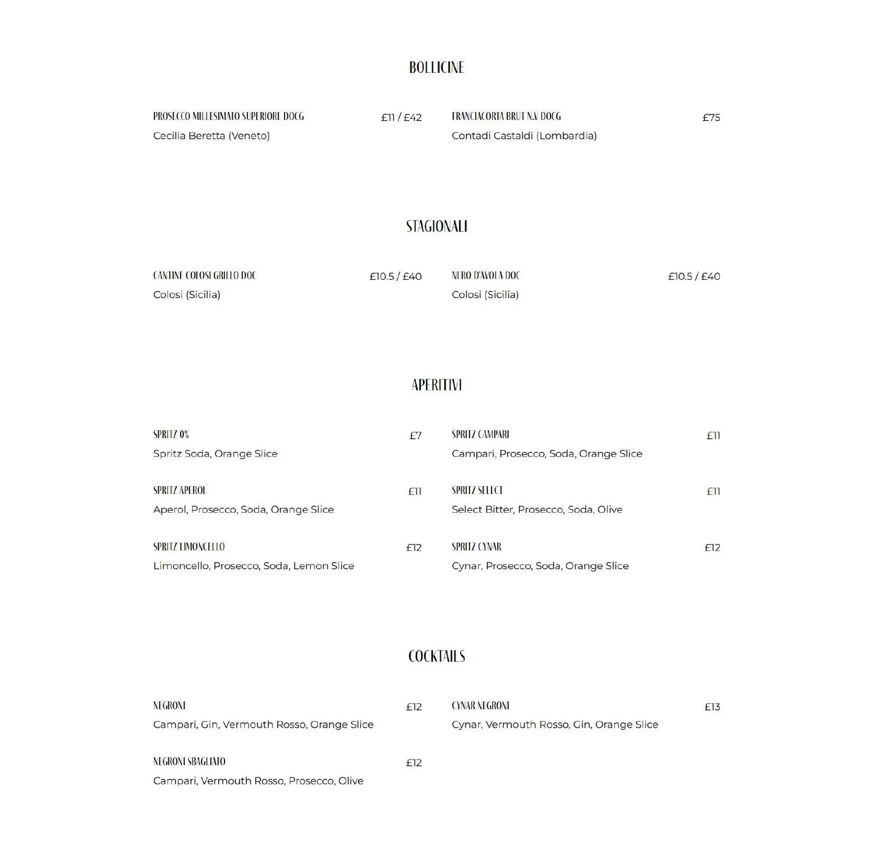 La Bottega menu, page 6