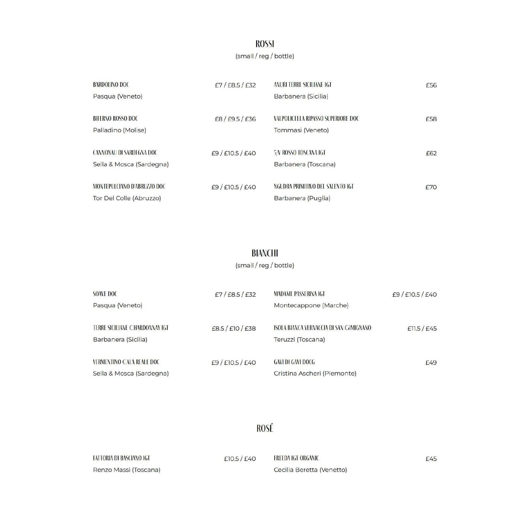 La Bottega menu, page 5