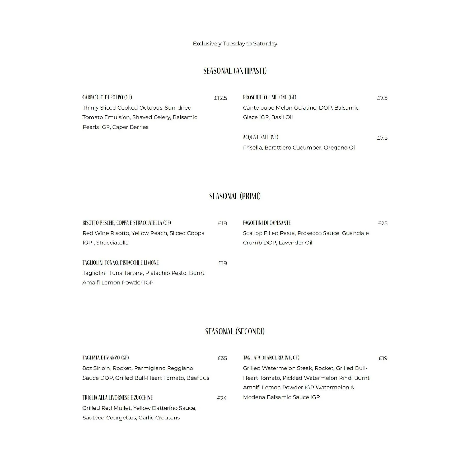 La Bottega menu, page 2