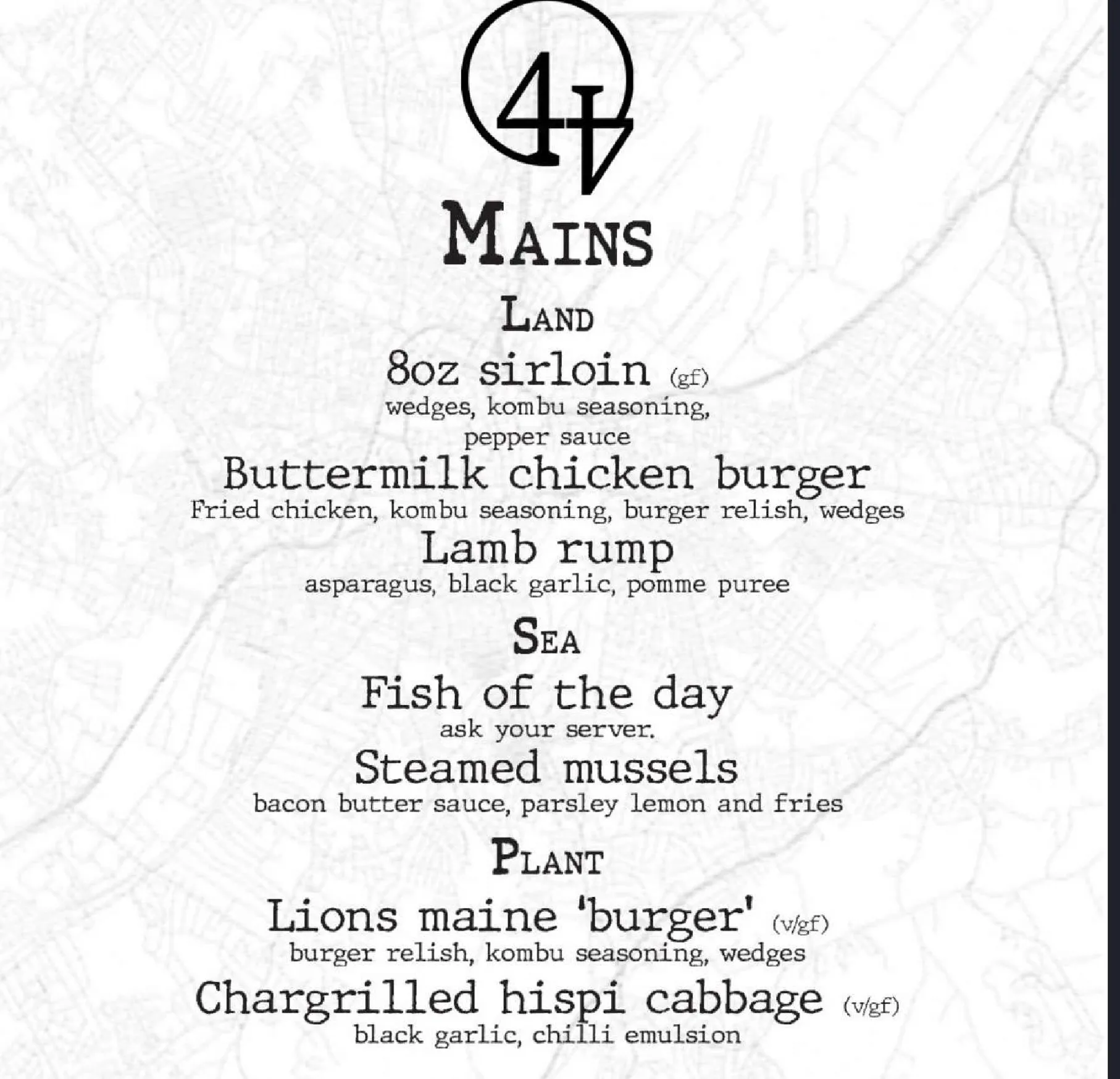 44 Hill Street menu, page 1