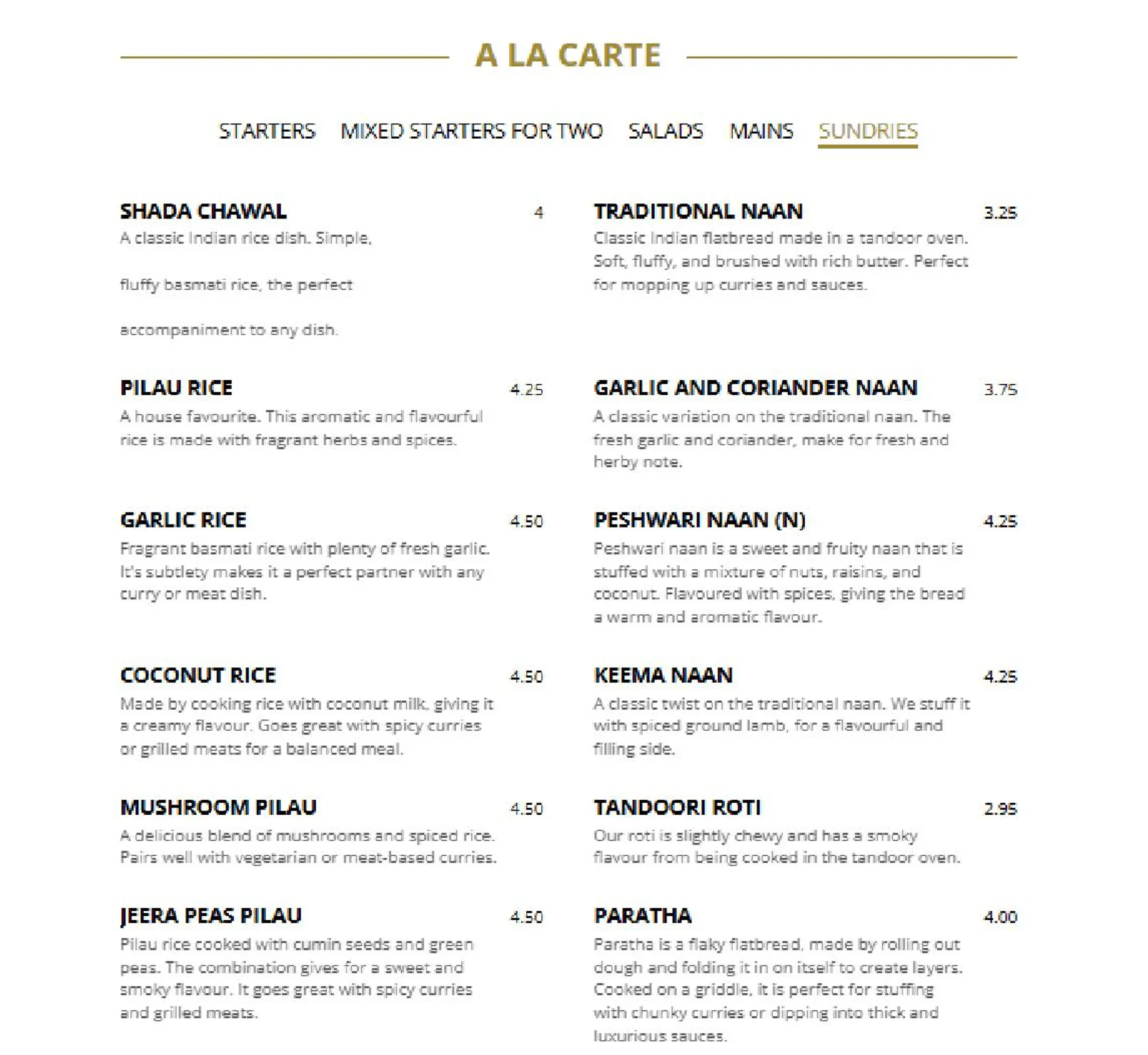 Chutney Ivy menu, page 6