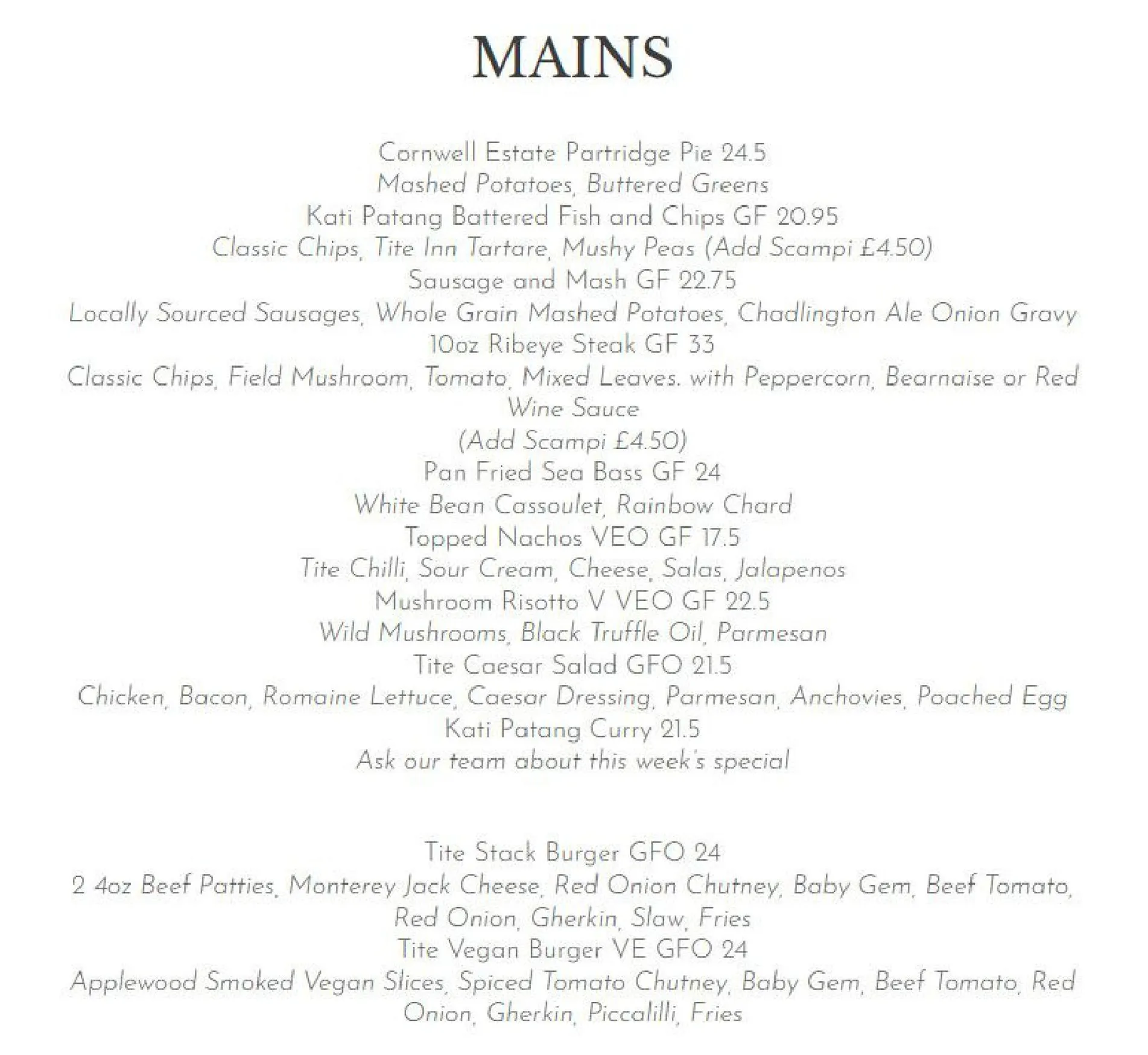 The Tite menu, page 2