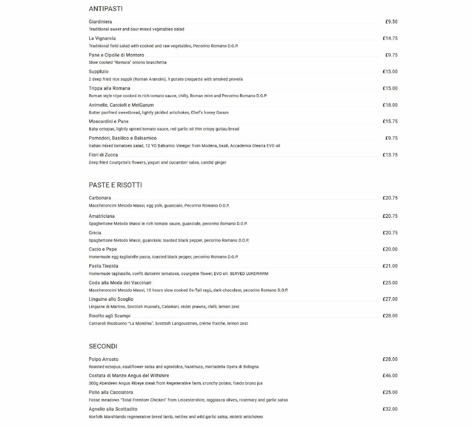 Garum menu, page 2