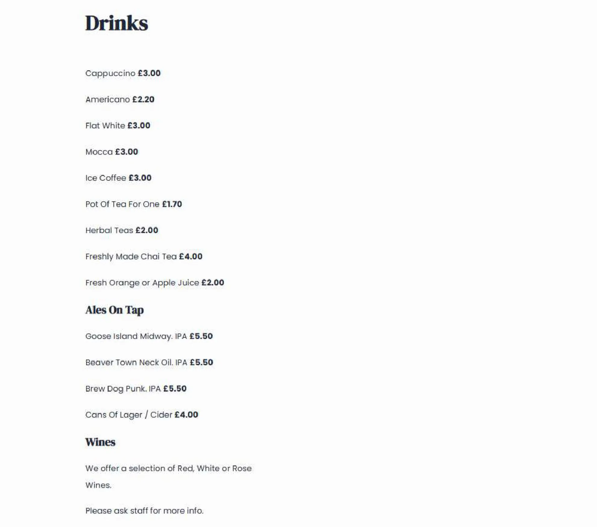 Cafe Under The Spire menu, page 4