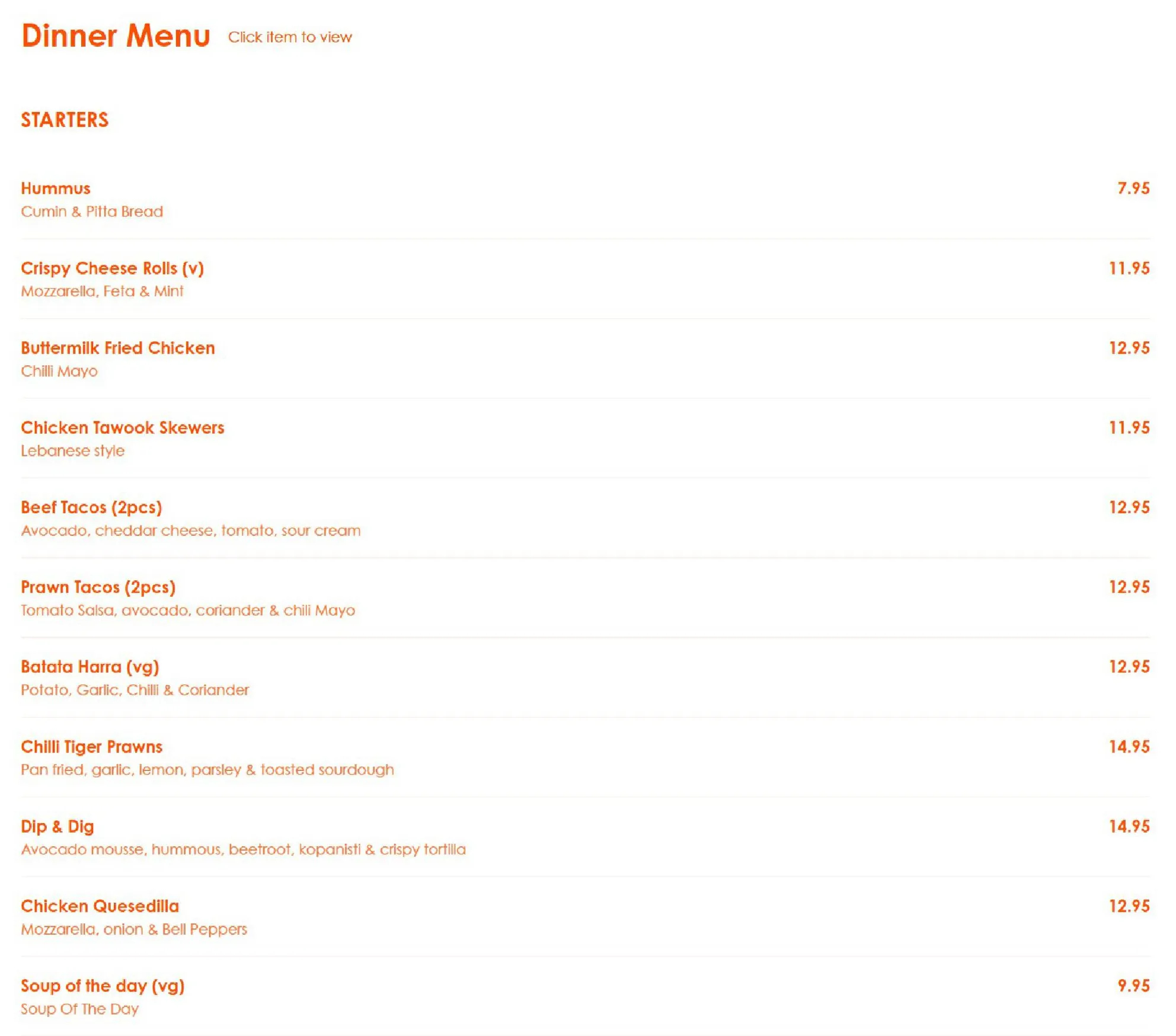 Drunch Oxford Circus menu, page 1