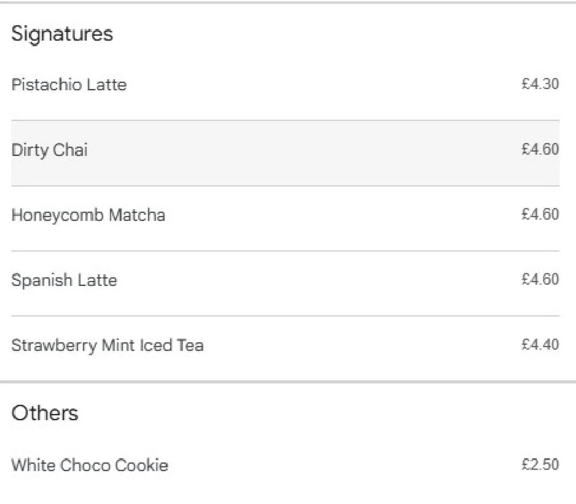 Kasa Café menu, page 7