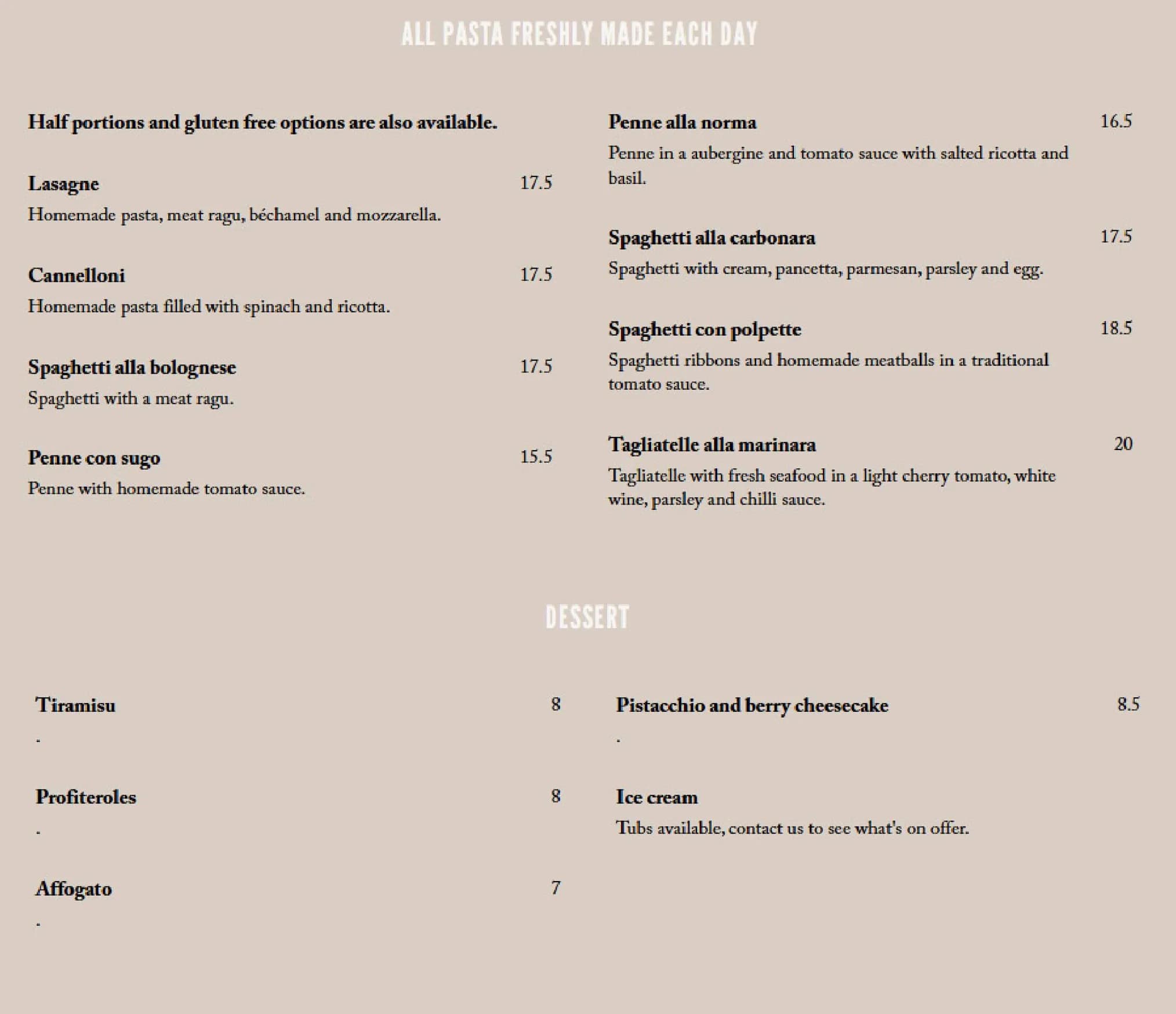 La Campagnuola menu, page 3