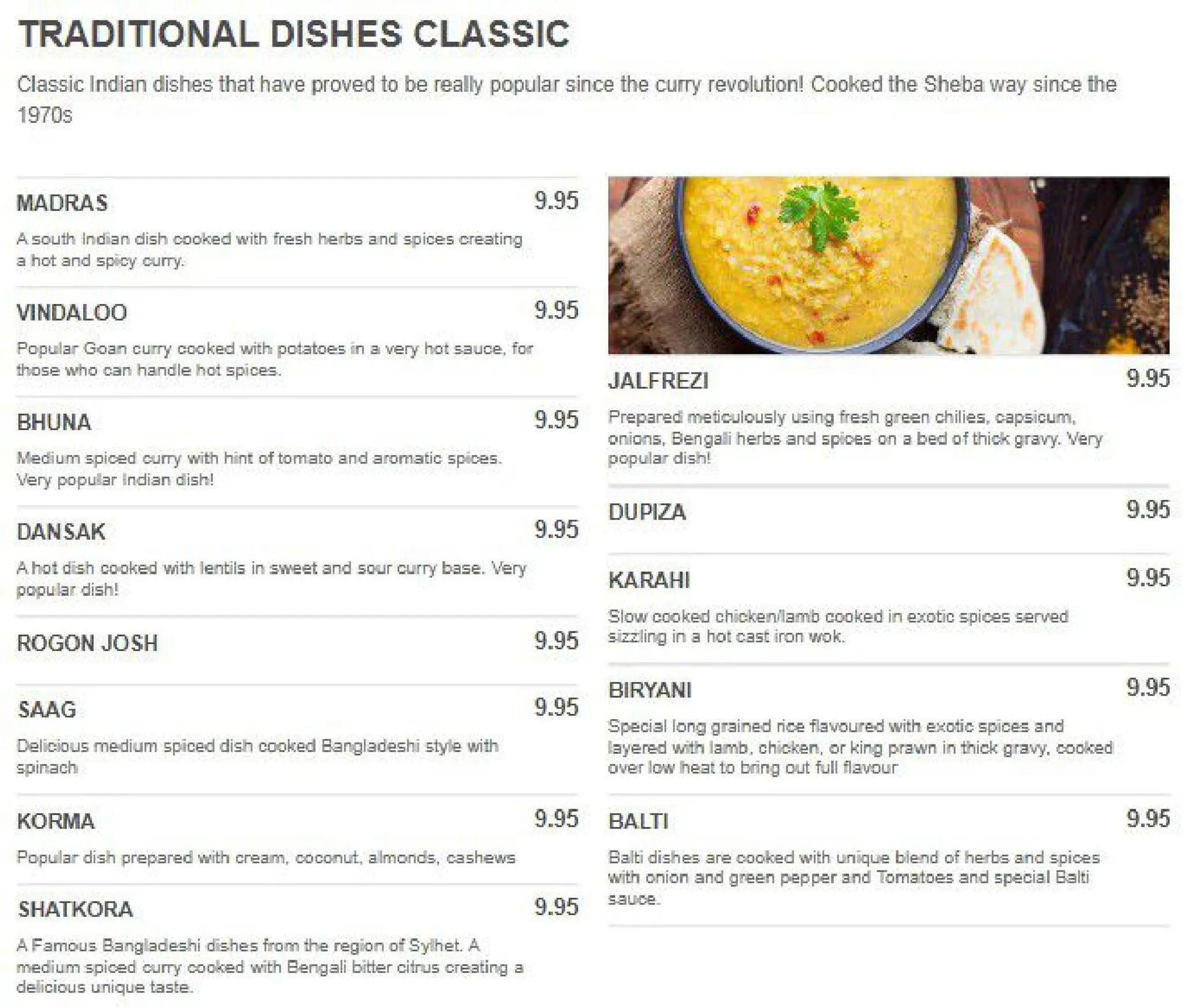 Sheba menu, page 6