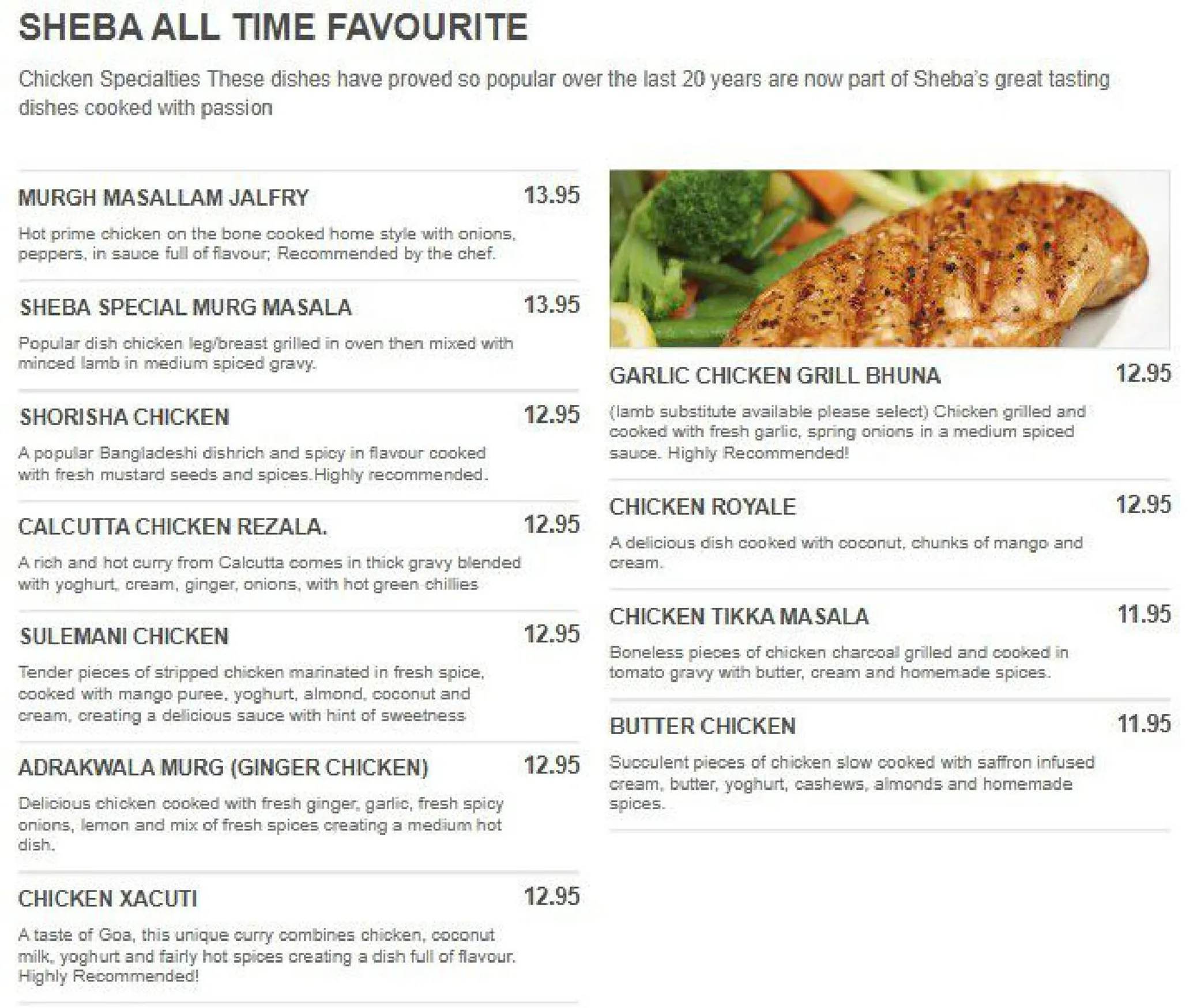 Sheba menu, page 4
