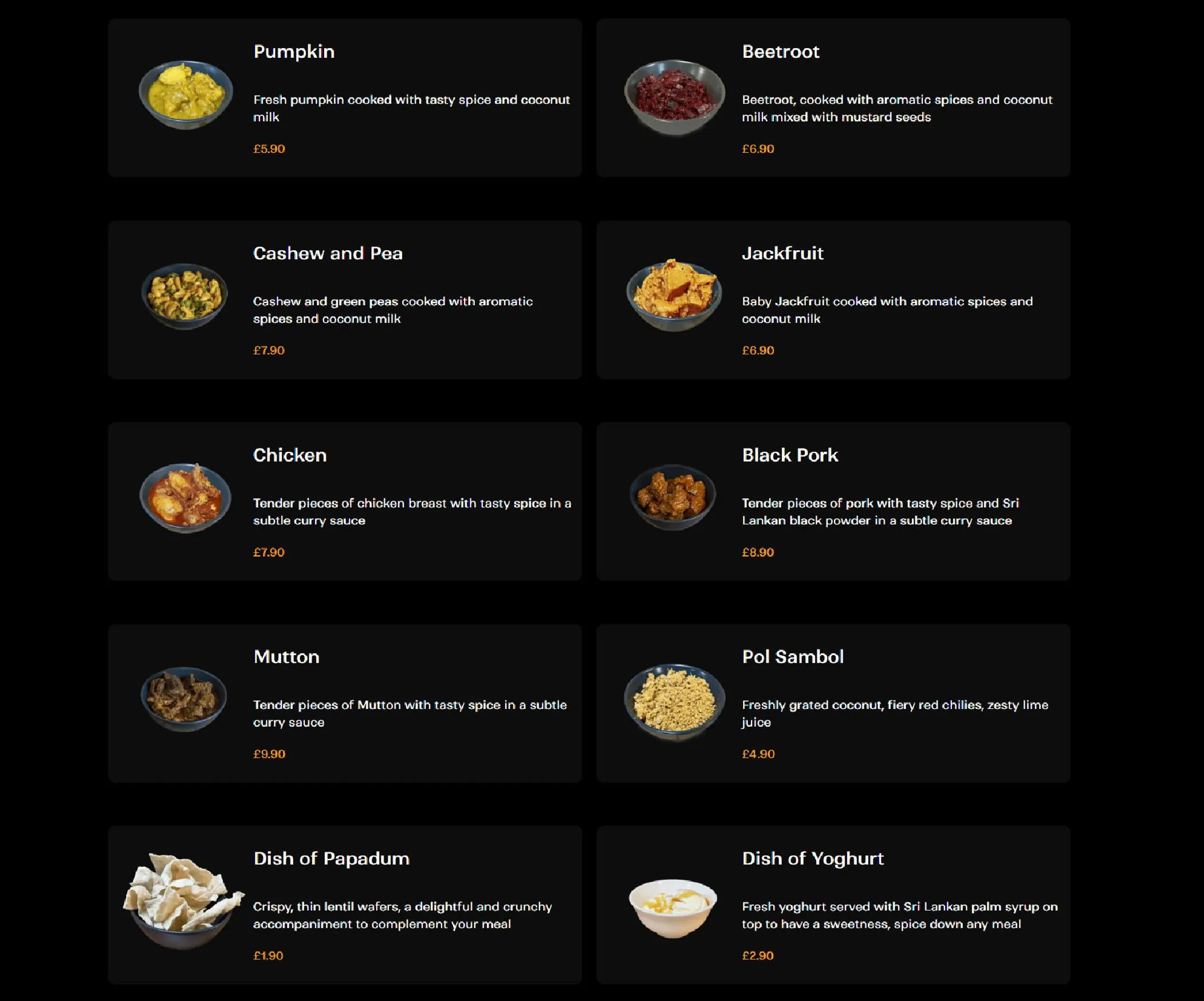 Athugala Ceylon menu, page 3