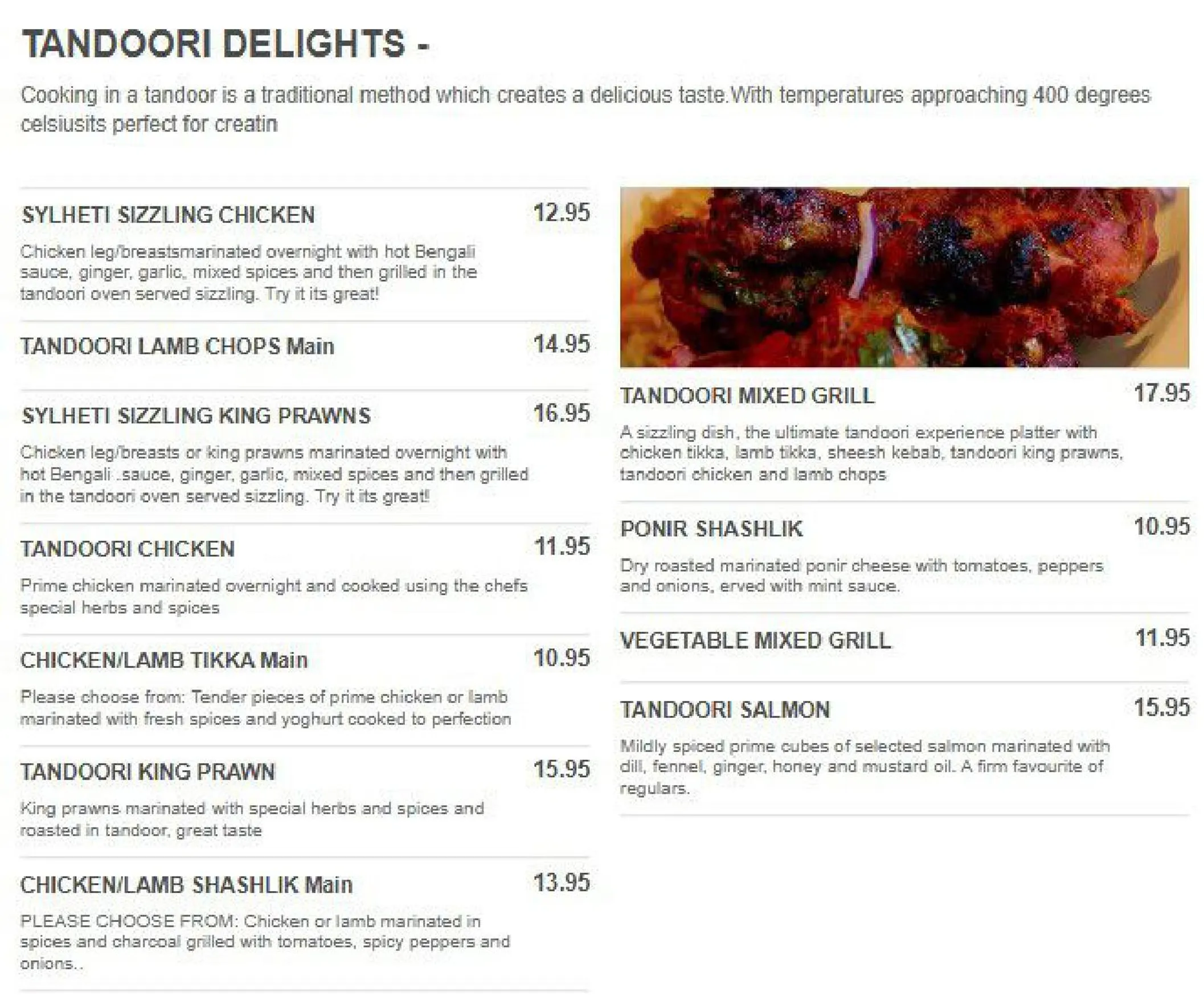 Sheba menu, page 2