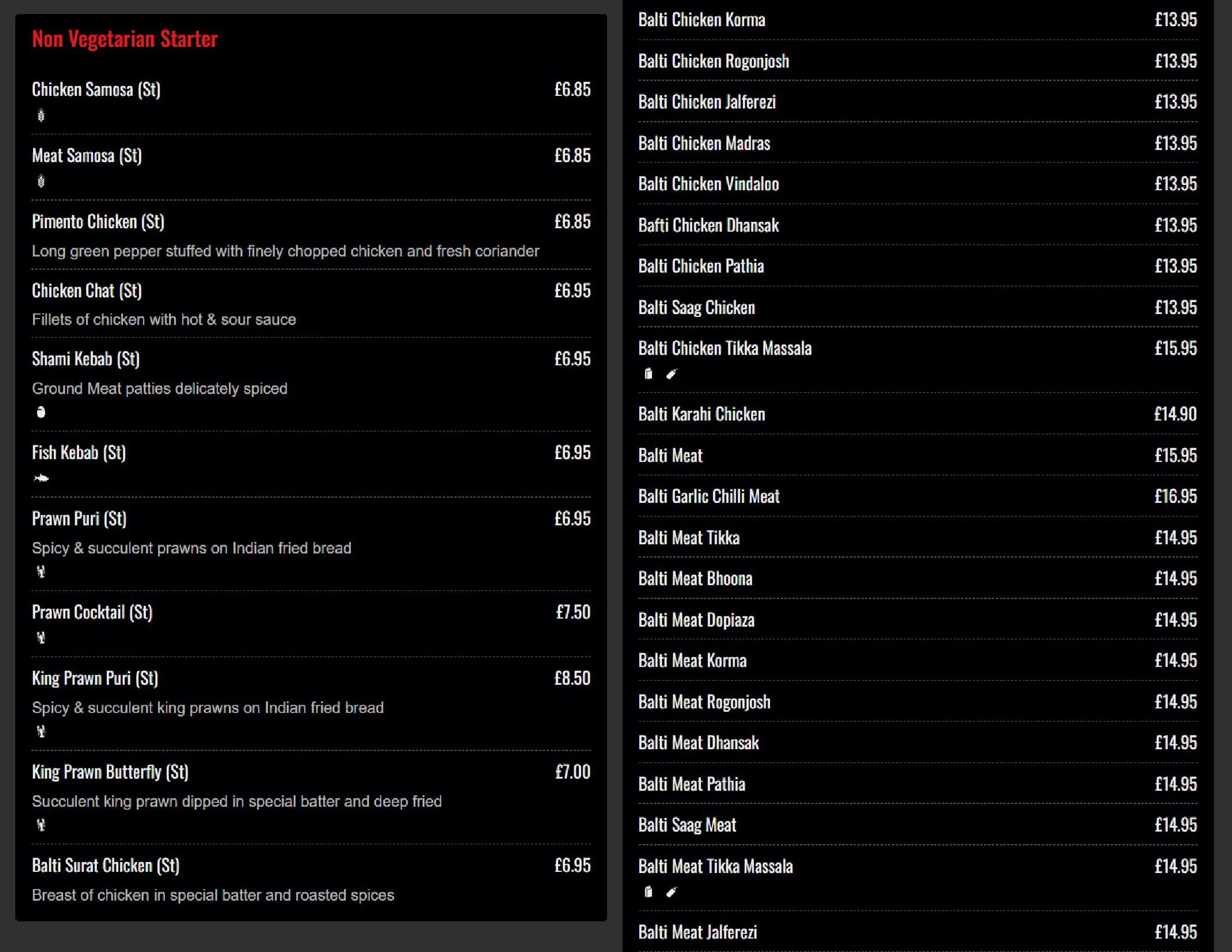Preem & Prithi menu, page 2